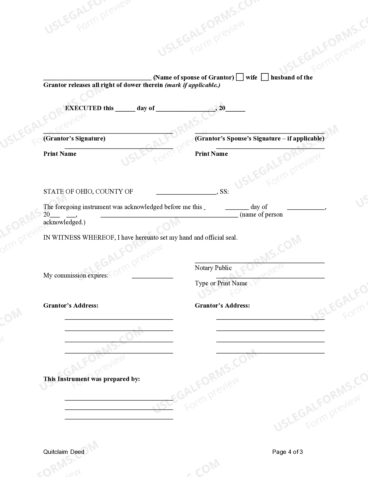 Preview Quitclaim Deed from Individual to Individual