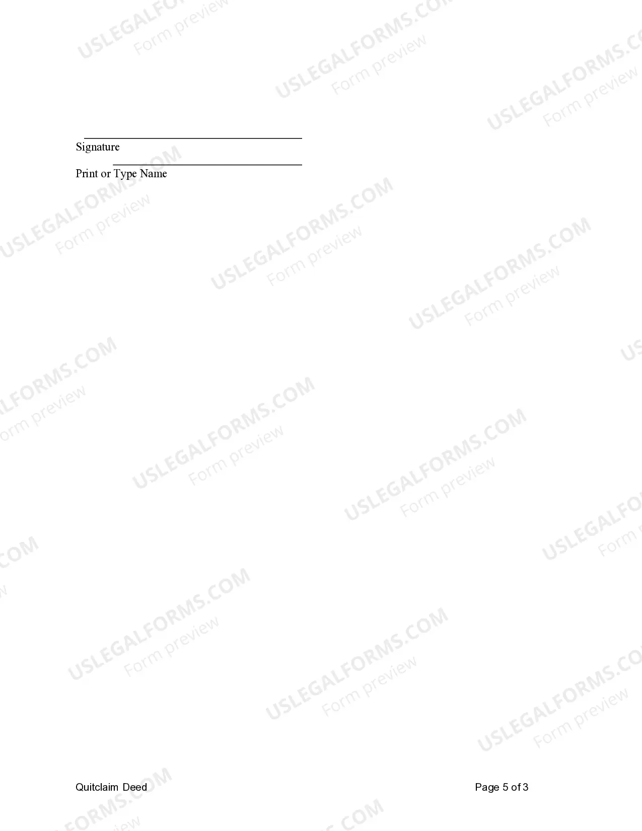 Preview Quitclaim Deed from Individual to Individual