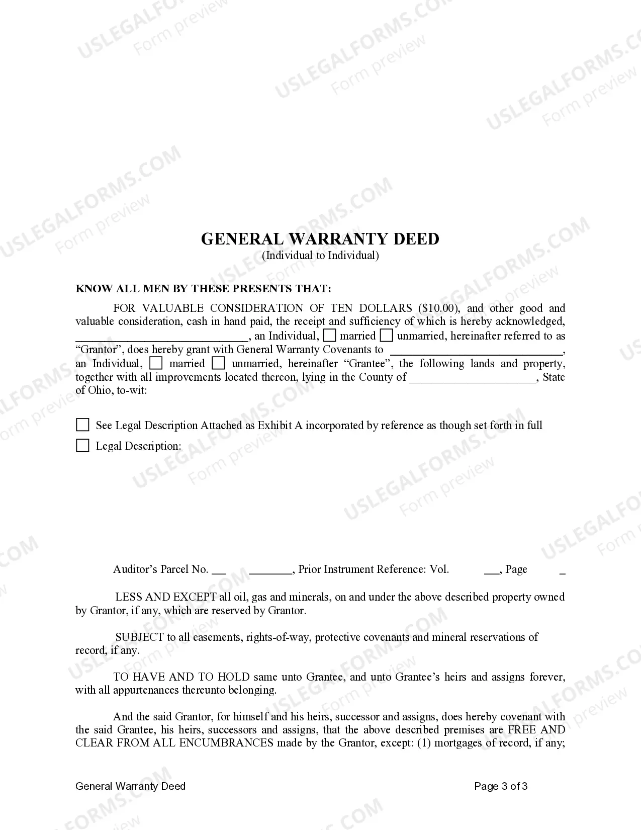 Preview General Warranty Deed from Individual to Individual