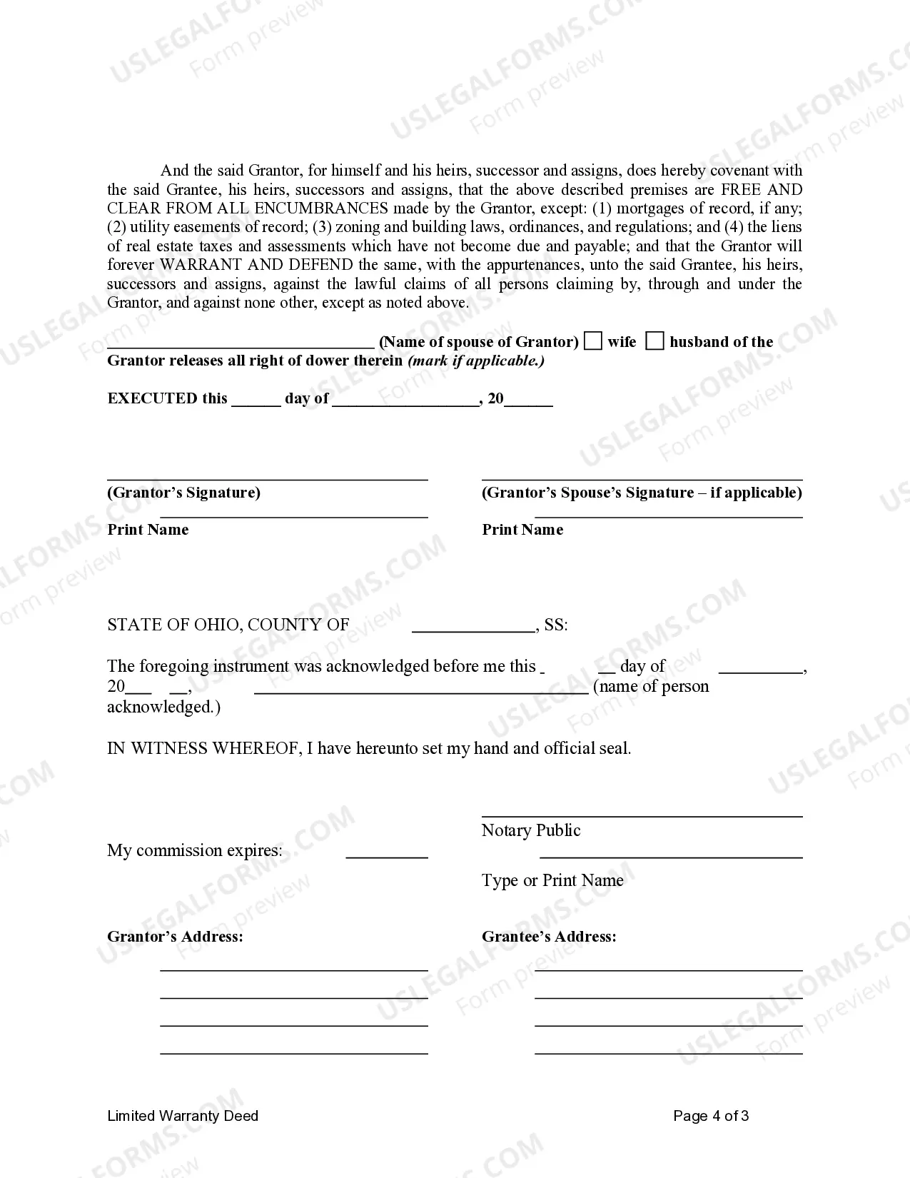 Preview Limited Warranty Deed from Individual to Individual