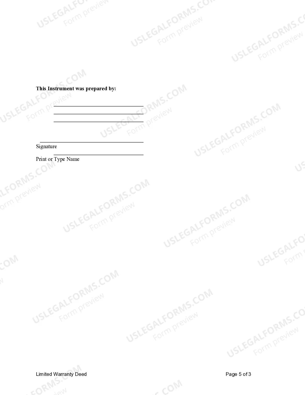 Preview Limited Warranty Deed from Individual to Individual