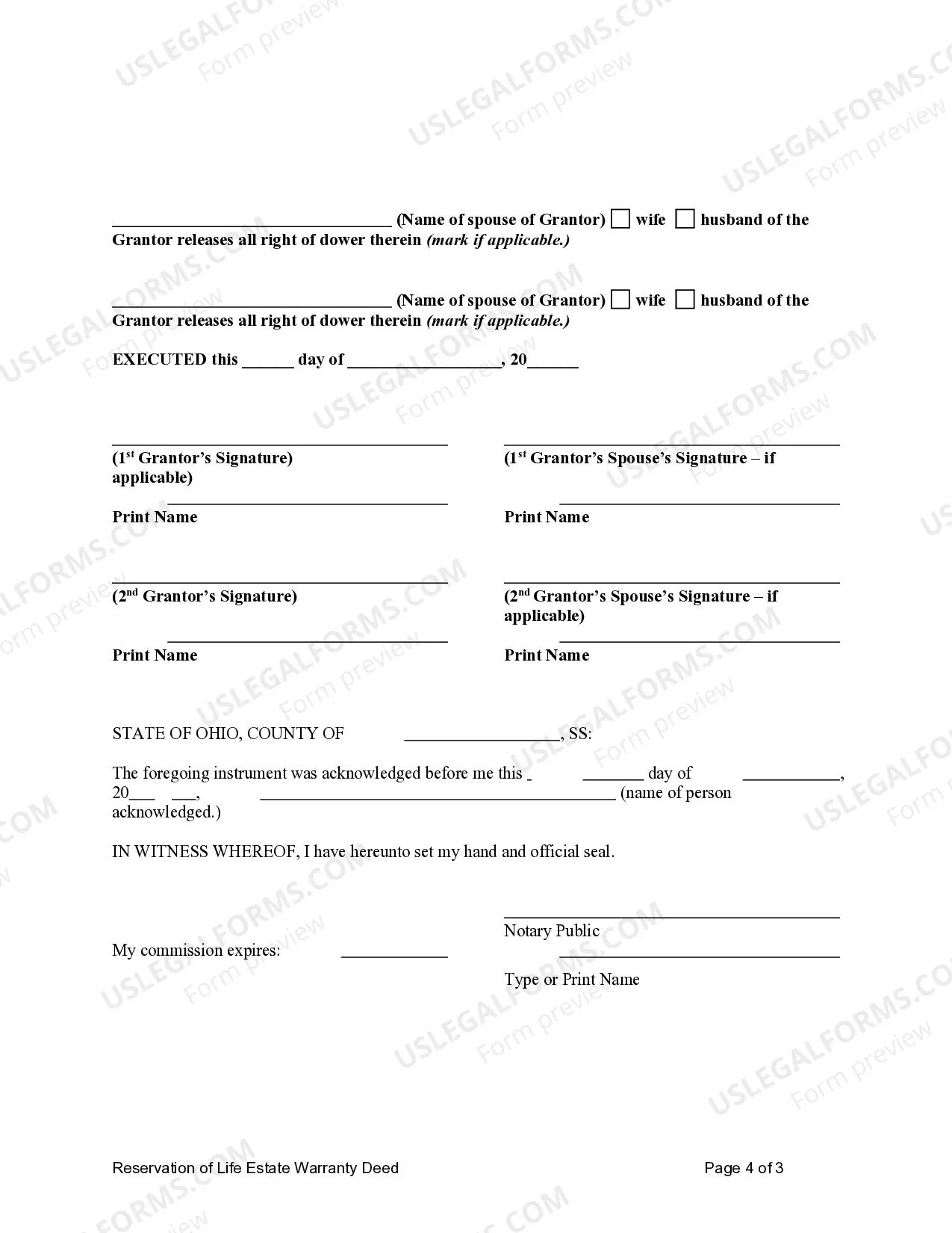 Preview Warranty Deed to Child Reserving a Life Estate in the Parents