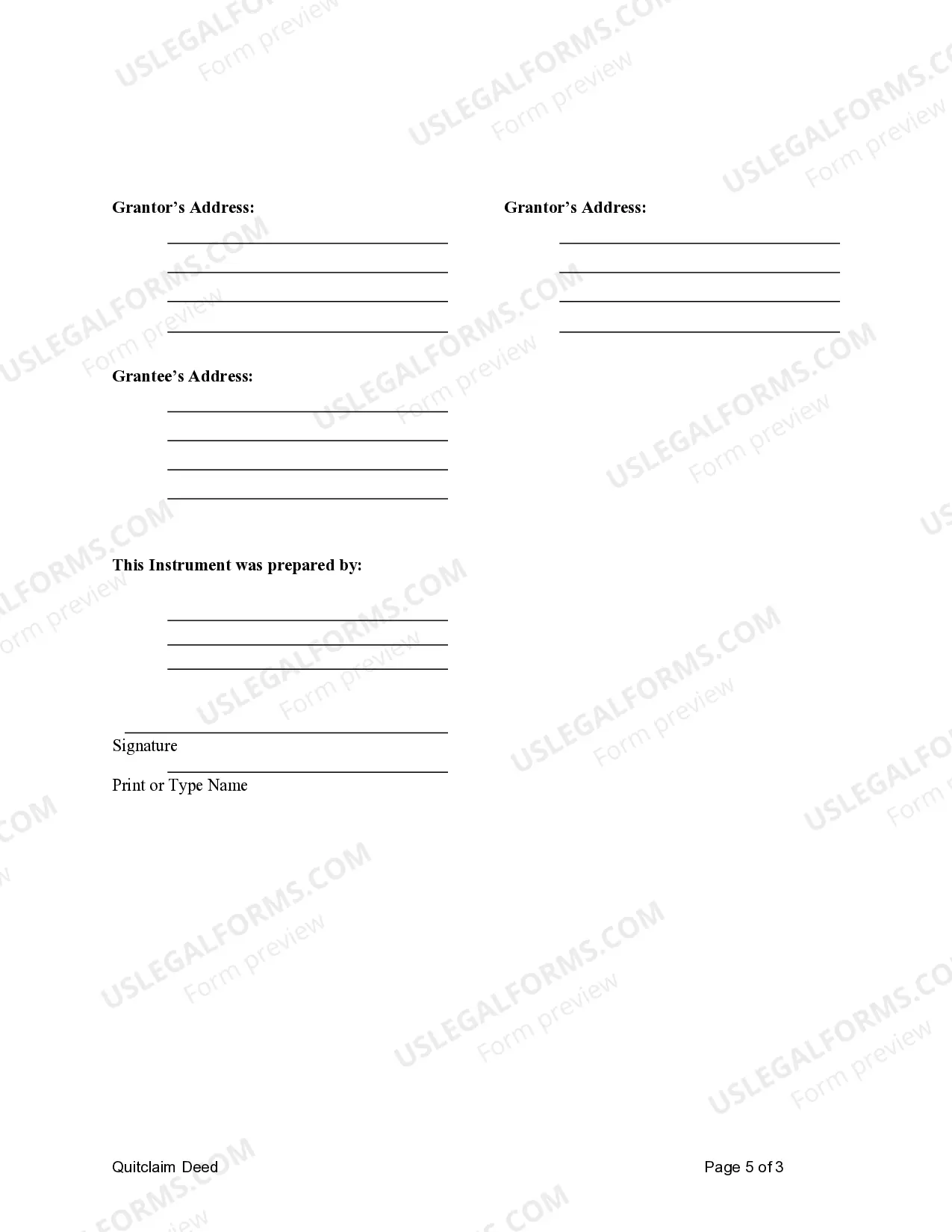 Preview Quitclaim Deed - Two Individuals to One Individual