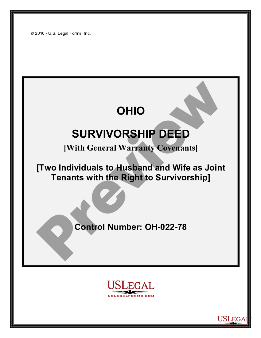 Ohio Survivorship Deed Survivorship Deed Joint Us Legal Forms 0043