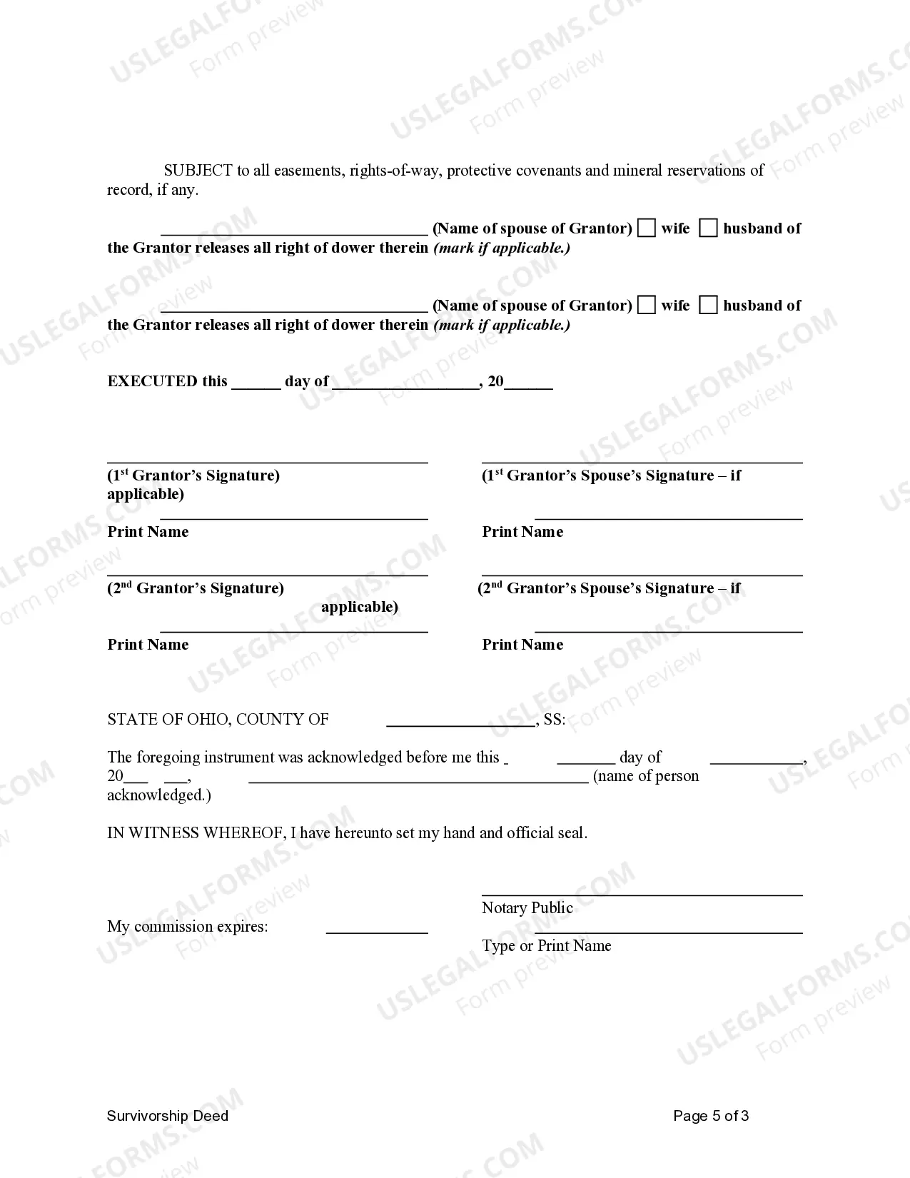 Preview Survivorship Deed - Two Individuals to Husband and Wife as Joint Tenants