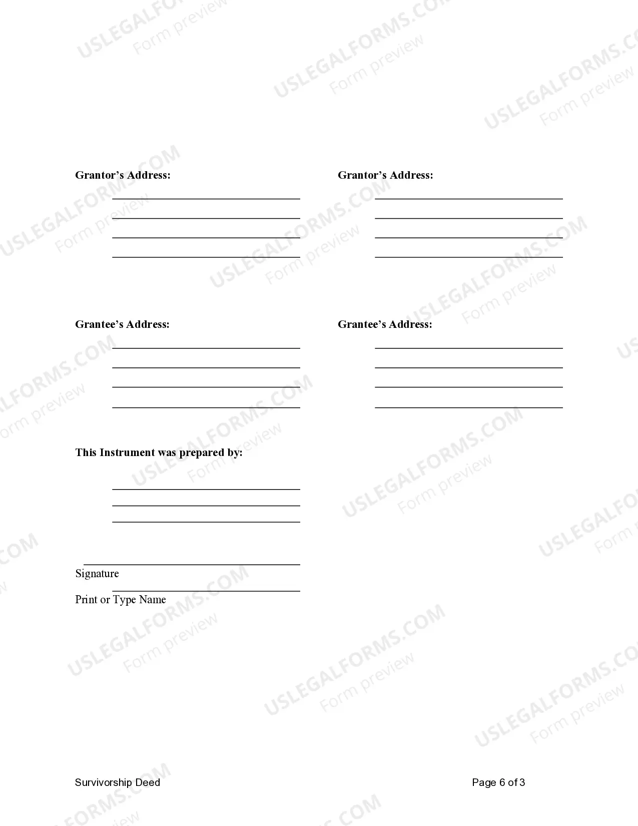 Preview Survivorship Deed - Two Individuals to Husband and Wife as Joint Tenants