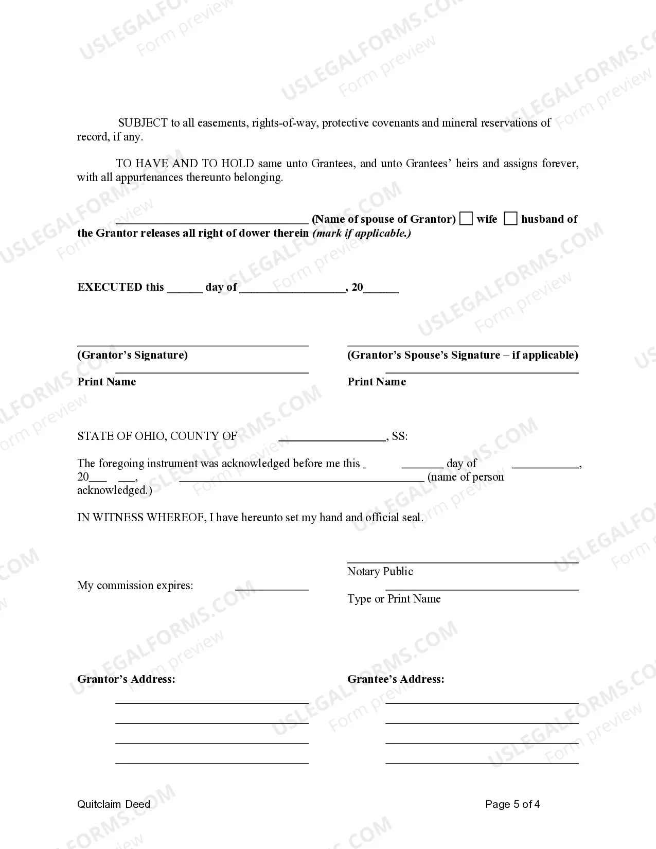 Preview Quitclaim Deed - One Individual to Three Individuals