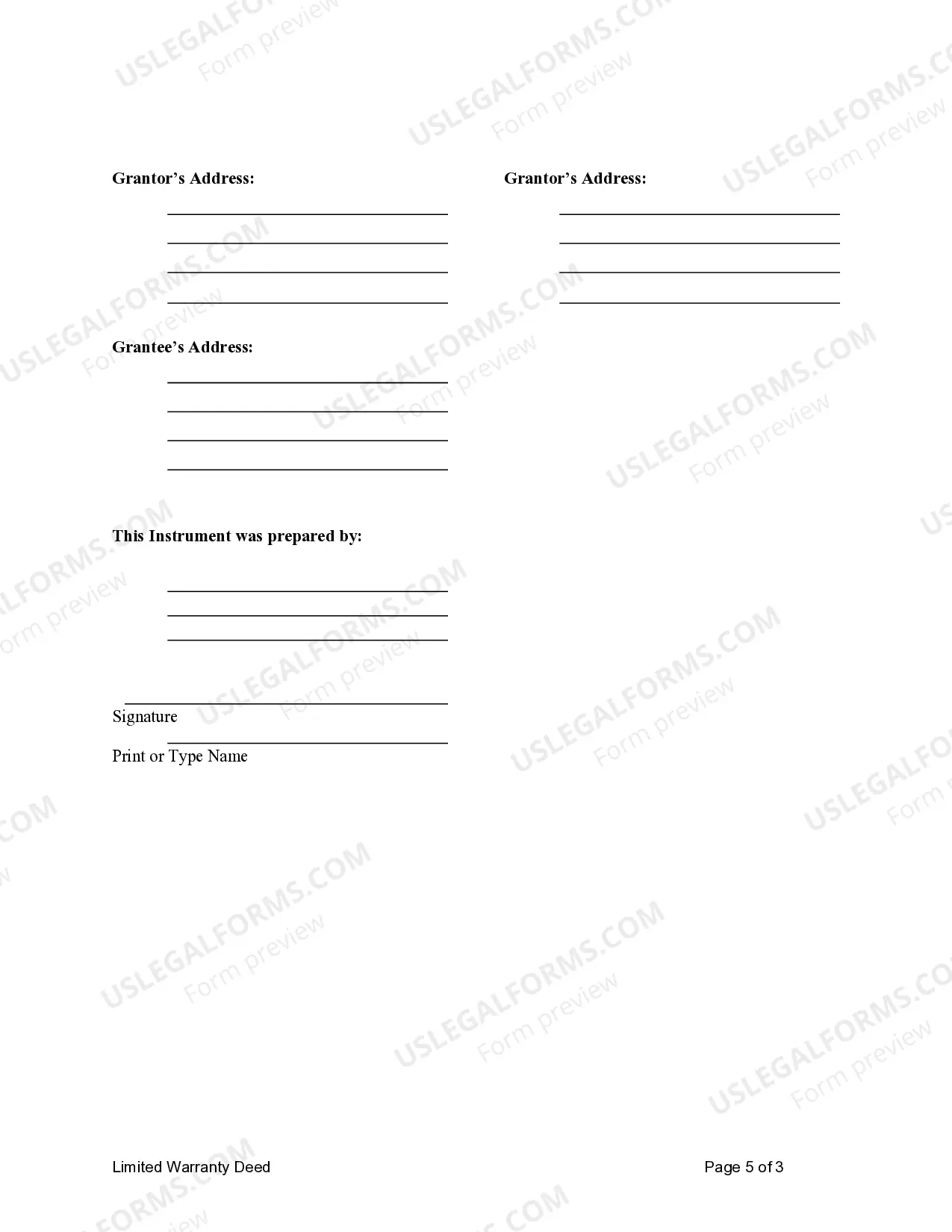 Preview Limited Warranty Deed - Husband and Wife to Individual