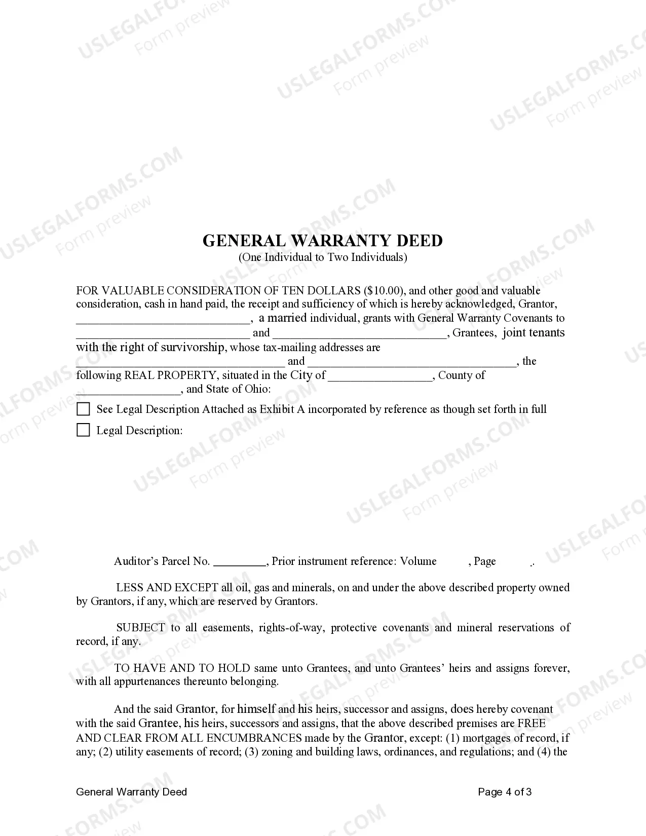 Preview General Warranty Deed - One Individual to Two Individuals
