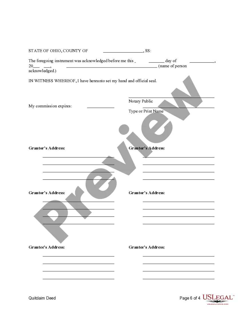 Preview Quitclaim Deed - Four Individuals to Three Individuals