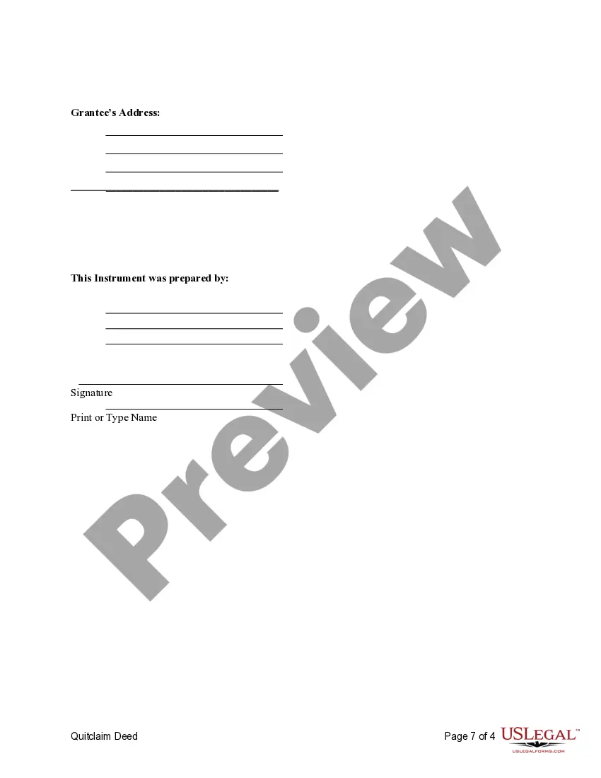Preview Quitclaim Deed - Four Individuals to Three Individuals