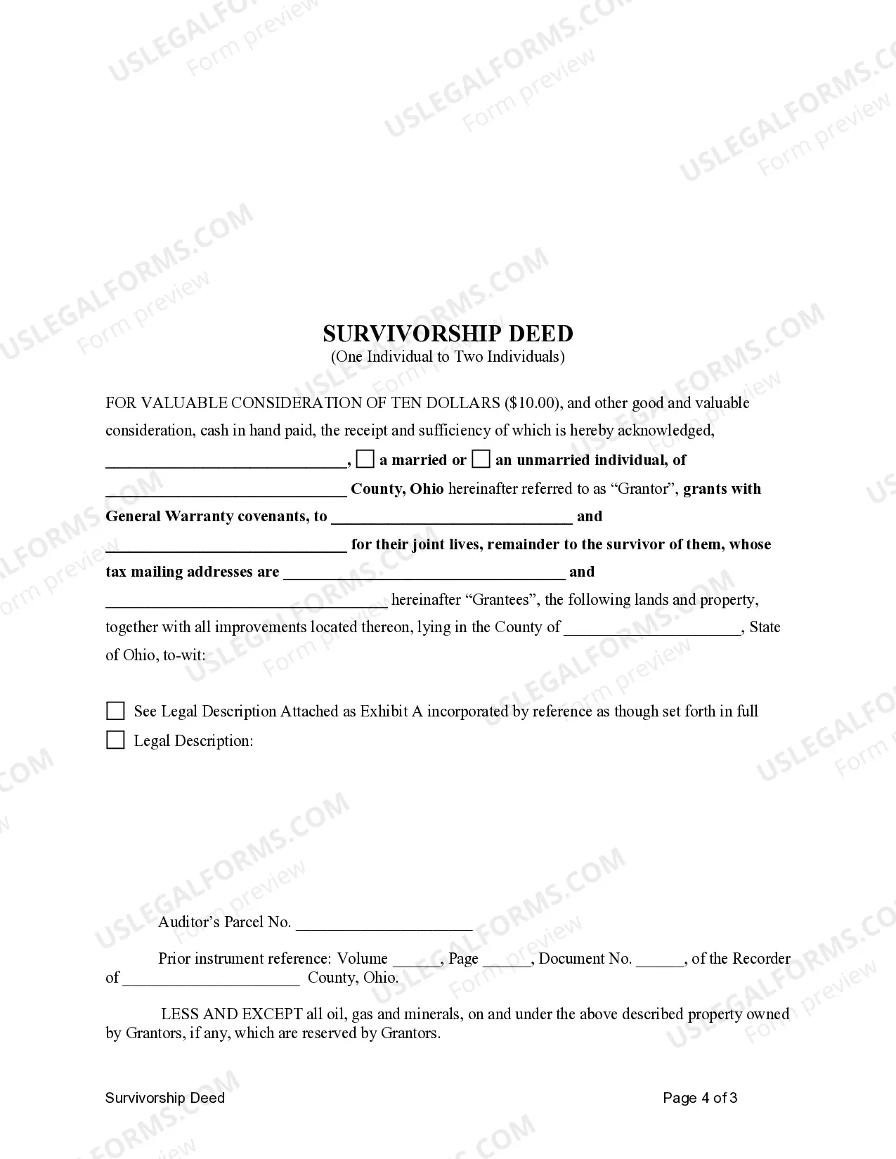 Preview Survivorship Deed - Individual to Two Individuals