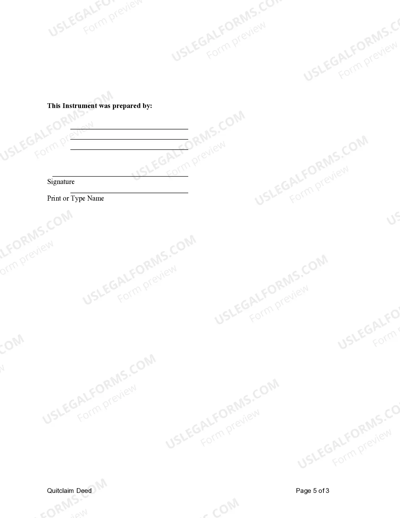 Preview Quitclaim Deed - Individual to Trust