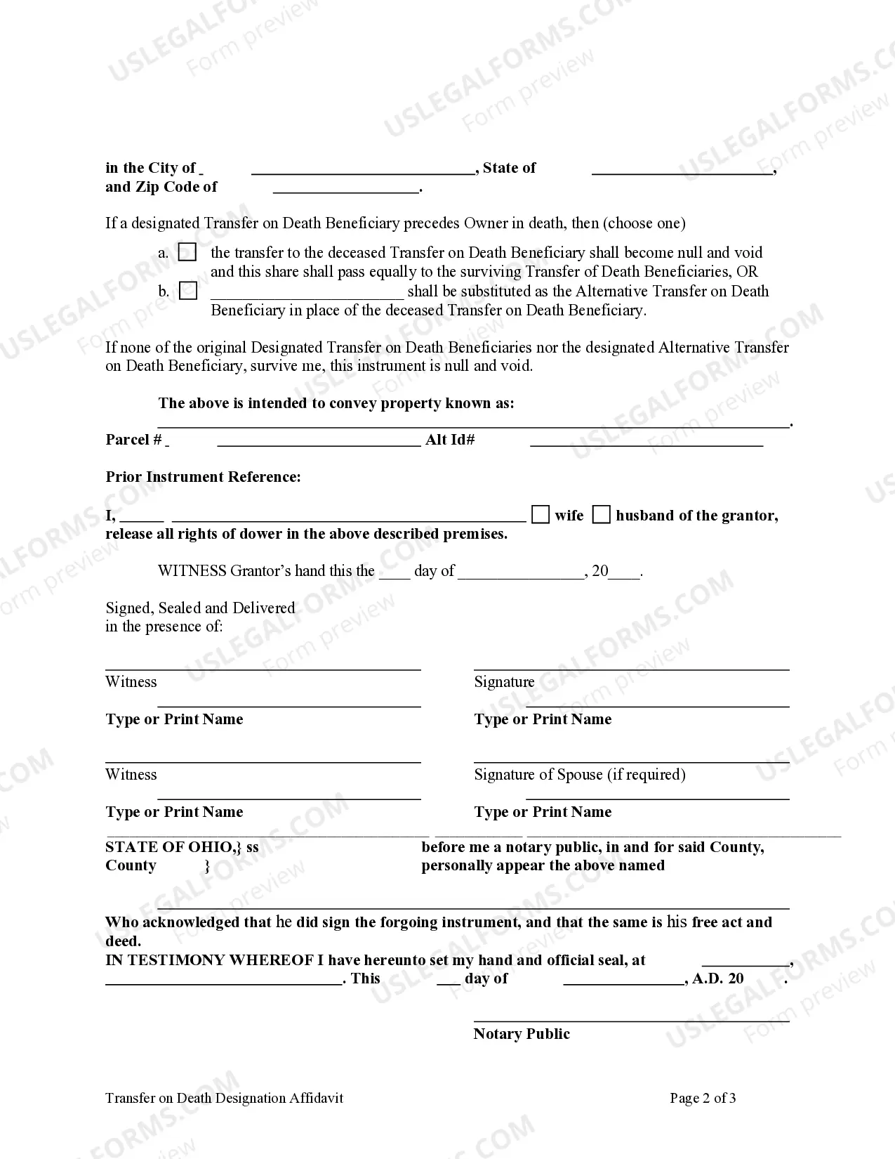 Preview Transfer on Death Designation Affidavit - TOD - from Individual to Four Individuals