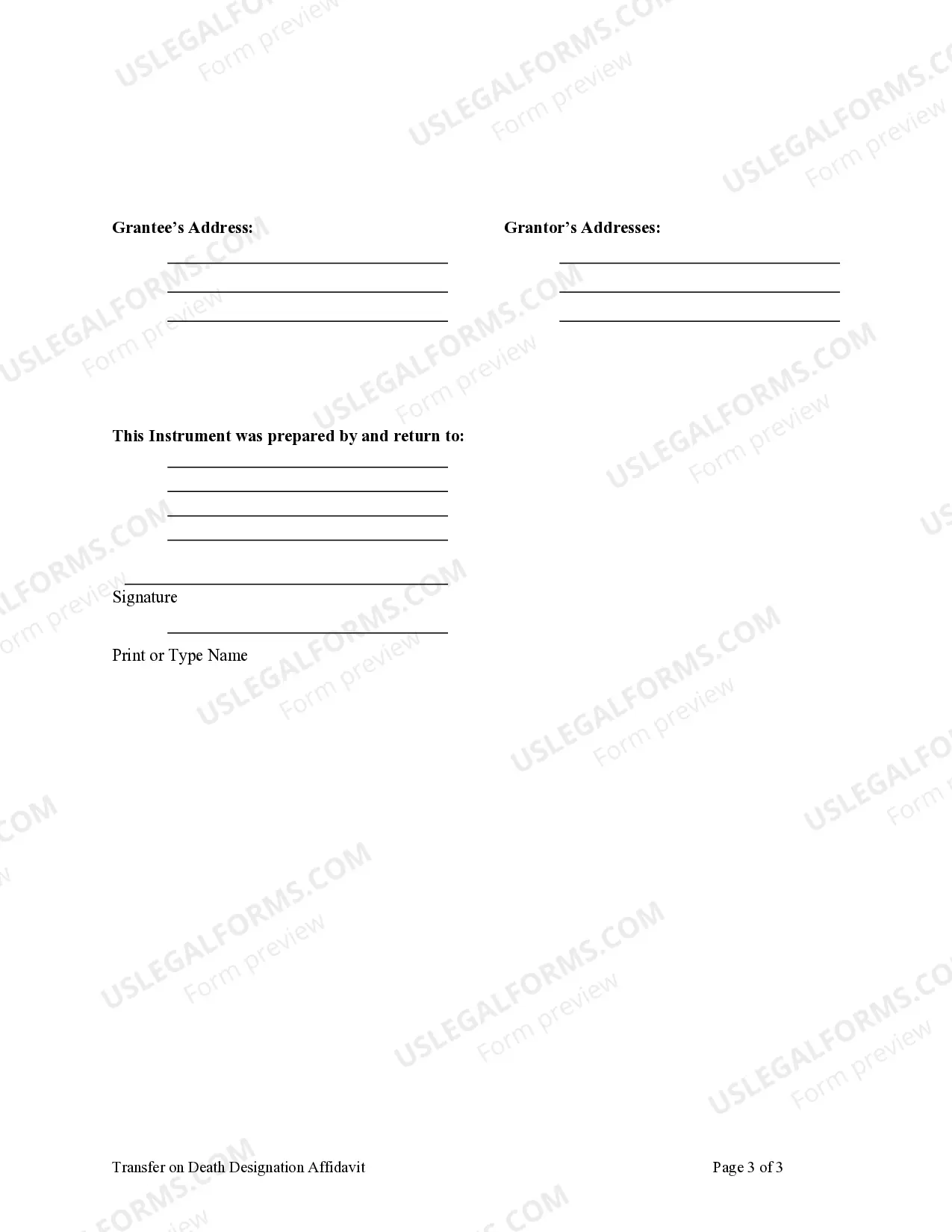Preview Transfer on Death Designation Affidavit - TOD - from Individual to Four Individuals