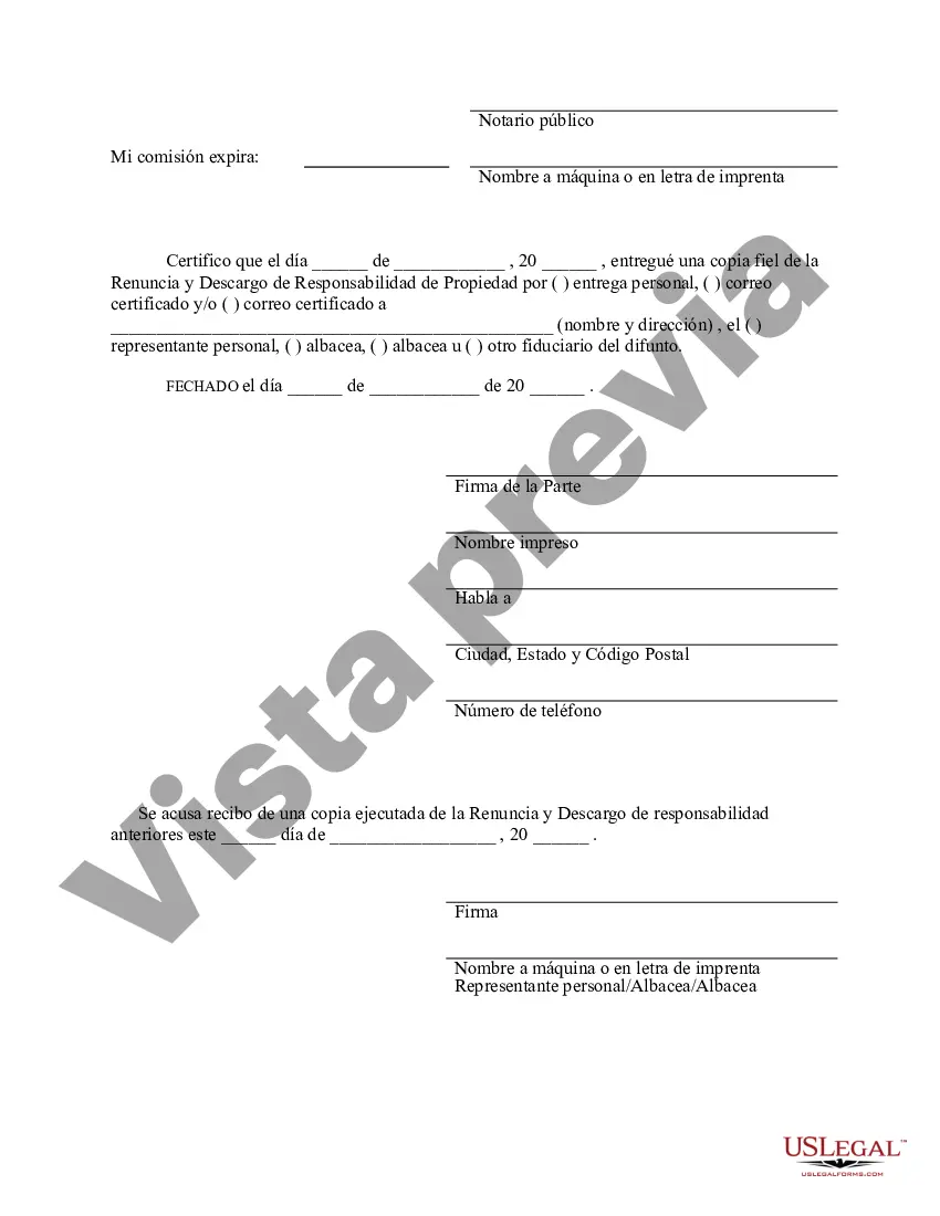 Preview Renuncia y renuncia de propiedad del testamento por testamento