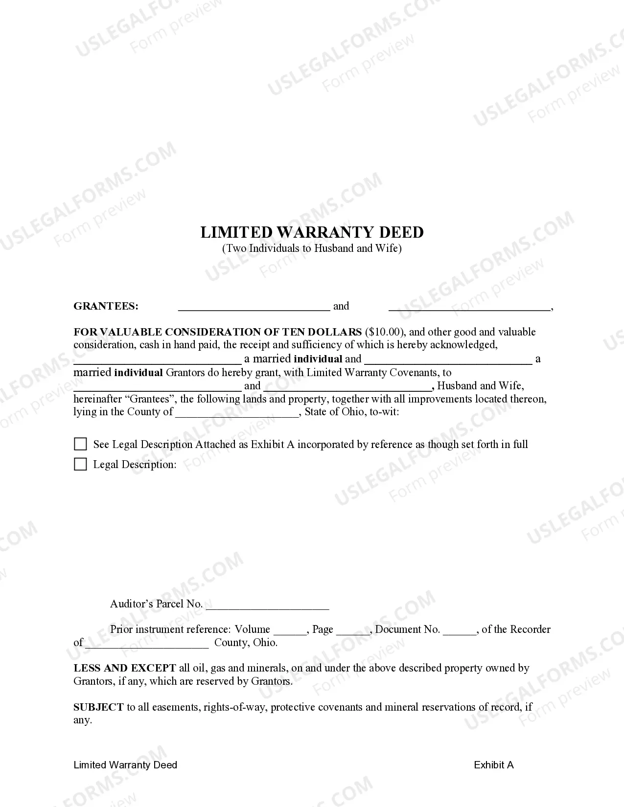 Preview Limited Warranty Deed from two Individuals to Husband and Wife