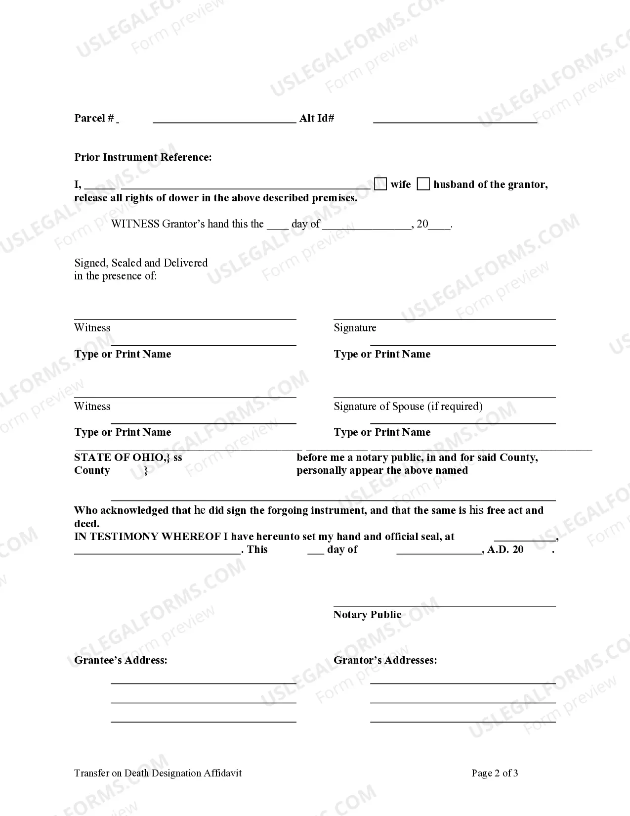 Preview Transfer on Death Designation Affidavit - TOD from Individual to a Trust