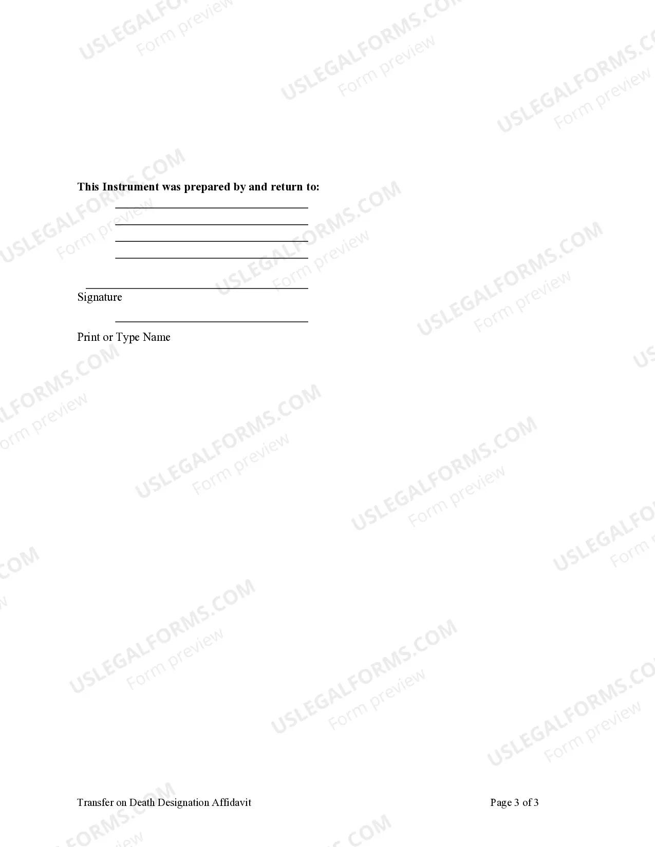 Preview Transfer on Death Designation Affidavit - TOD from Individual to a Trust