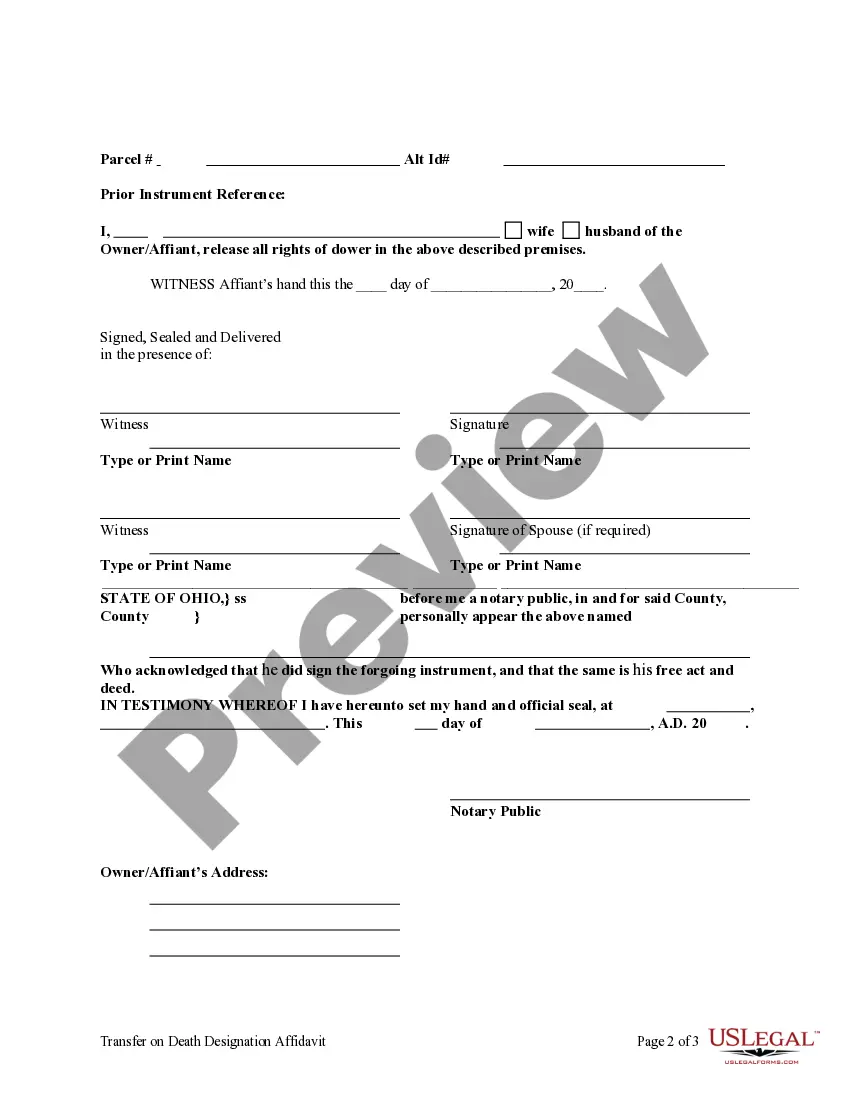 Preview Transfer on Death Designation Affidavit - TOD from Individual to Two Individuals without Contingent Beneficiary