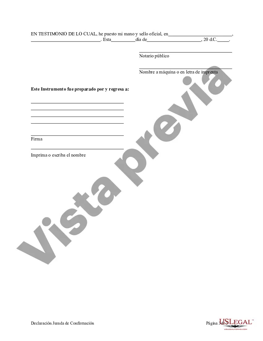 Preview Declaración jurada de confirmación que establece los beneficiarios de la transferencia en caso de muerte Declaración jurada de designación