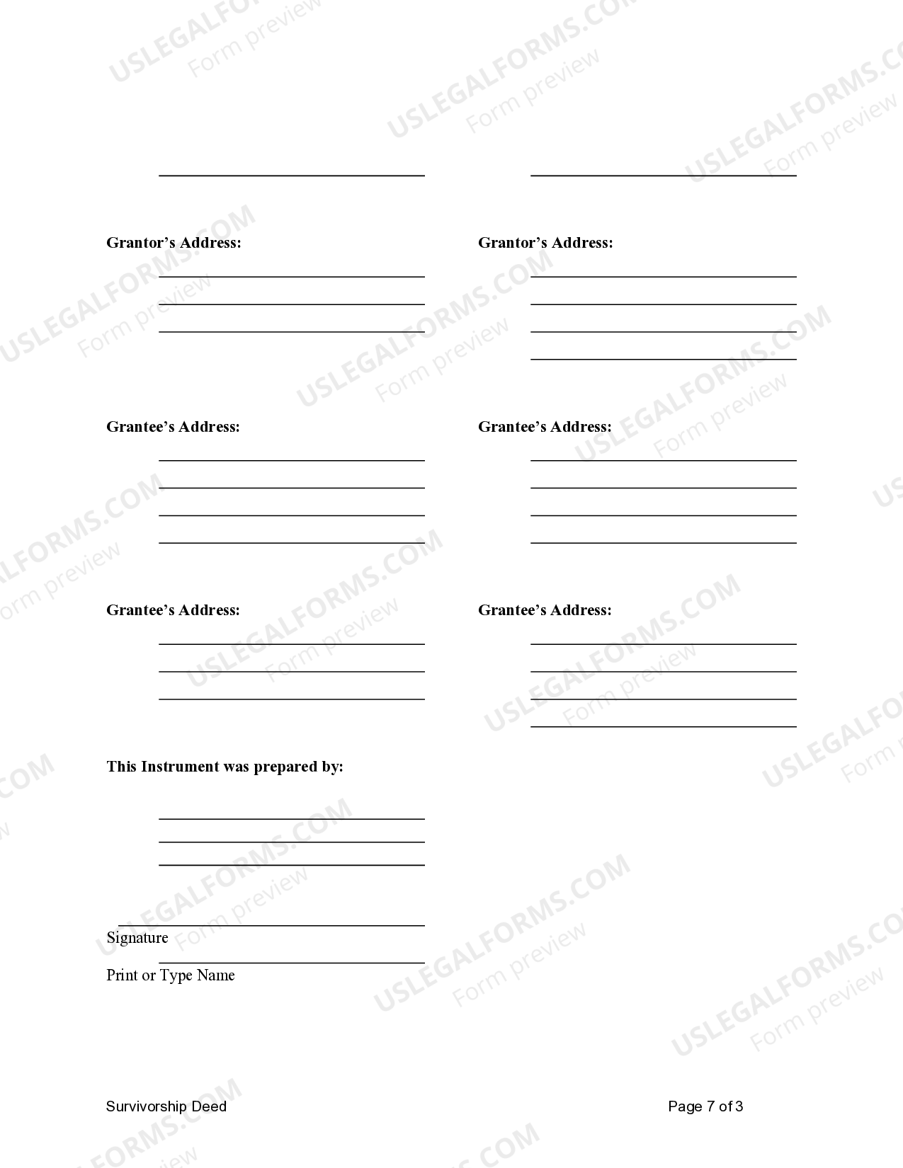 Ohio Survivorship Deed from Four Individuals to Four Individuals - Oh ...