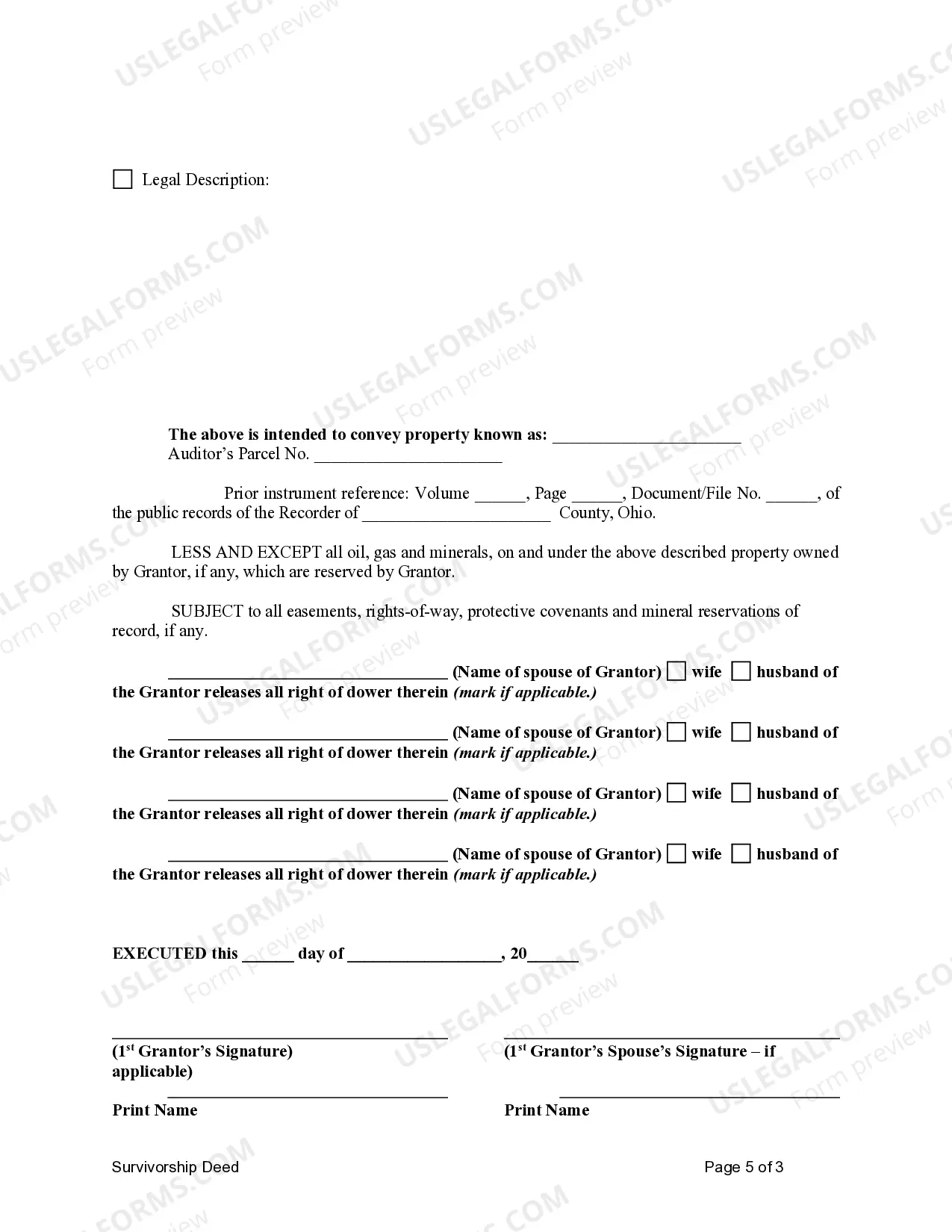 Preview Survivorship Deed from Four Individuals to Four Individuals