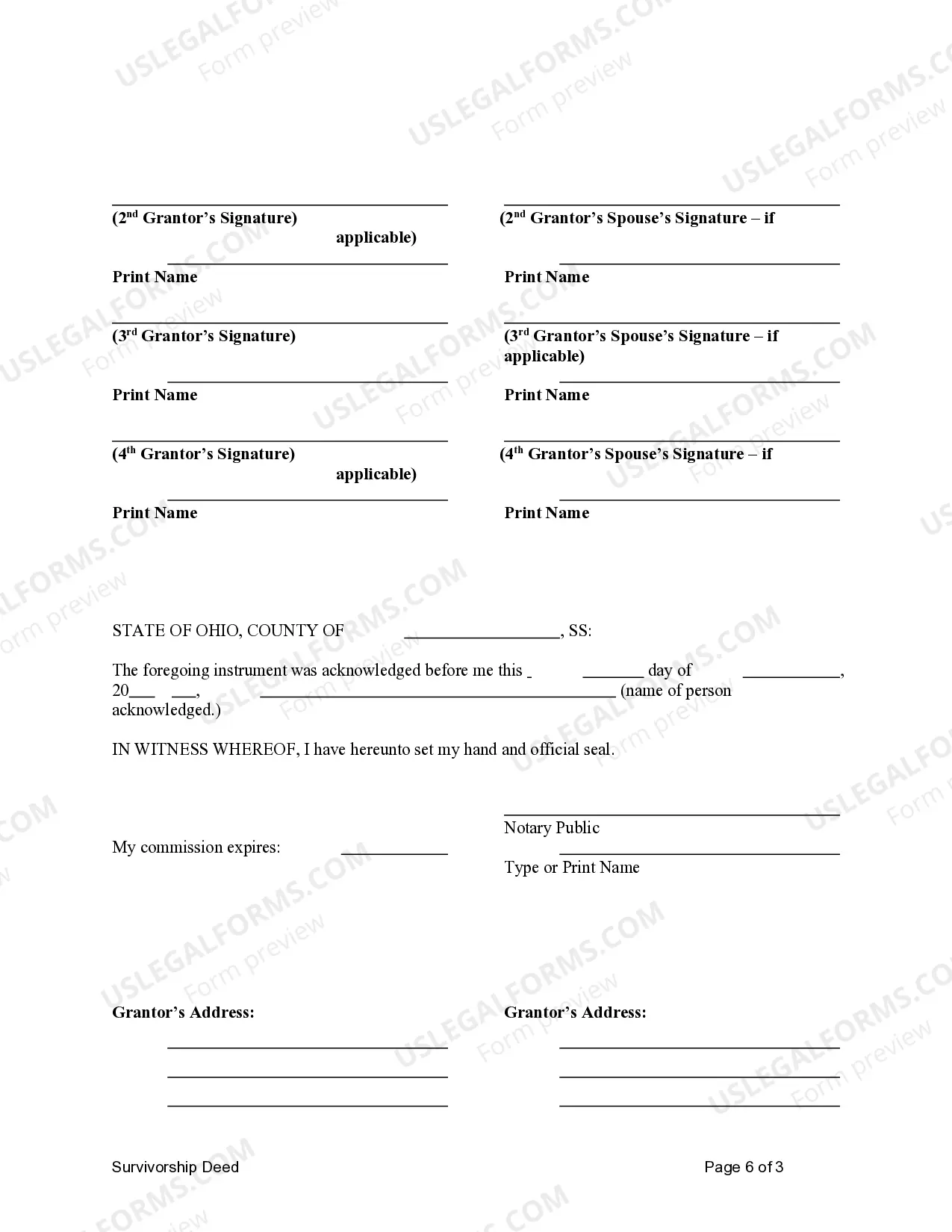 Preview Survivorship Deed from Four Individuals to Four Individuals