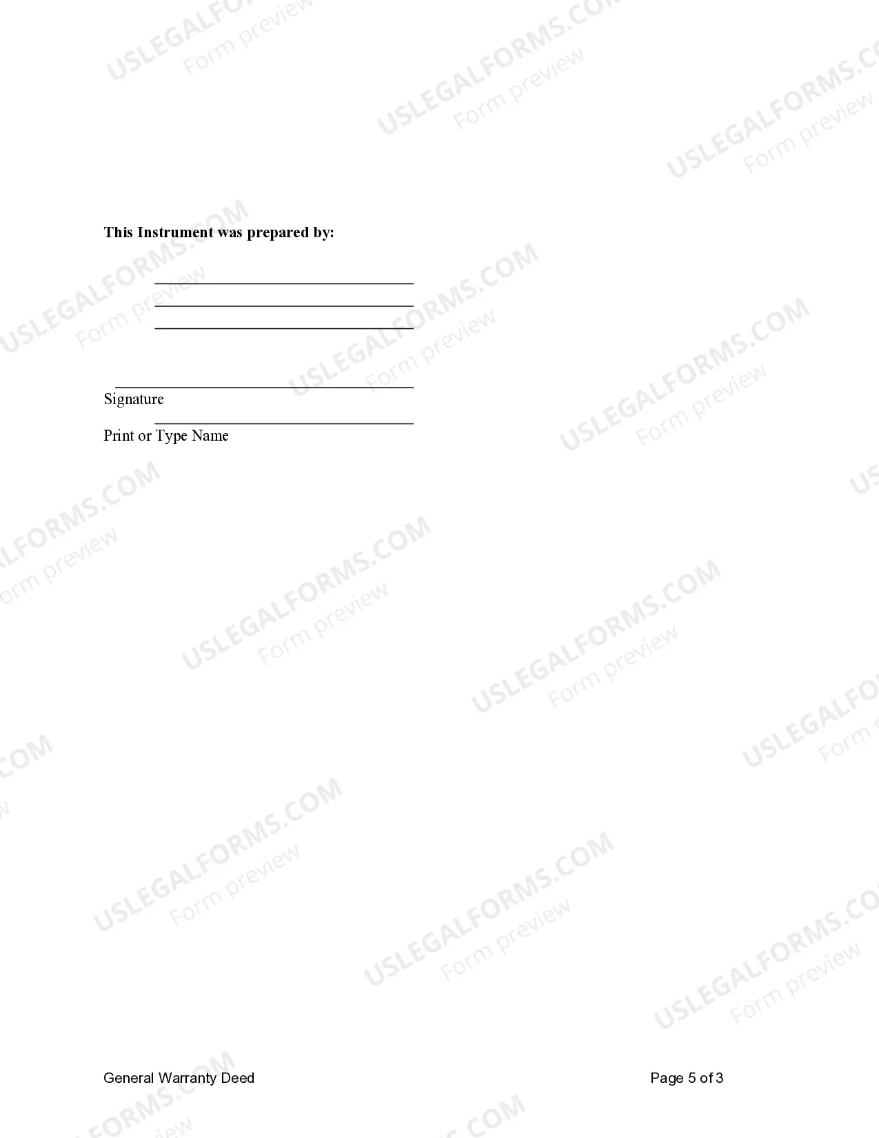 Preview General Warranty Deed - Life Estate - Individual to Individual