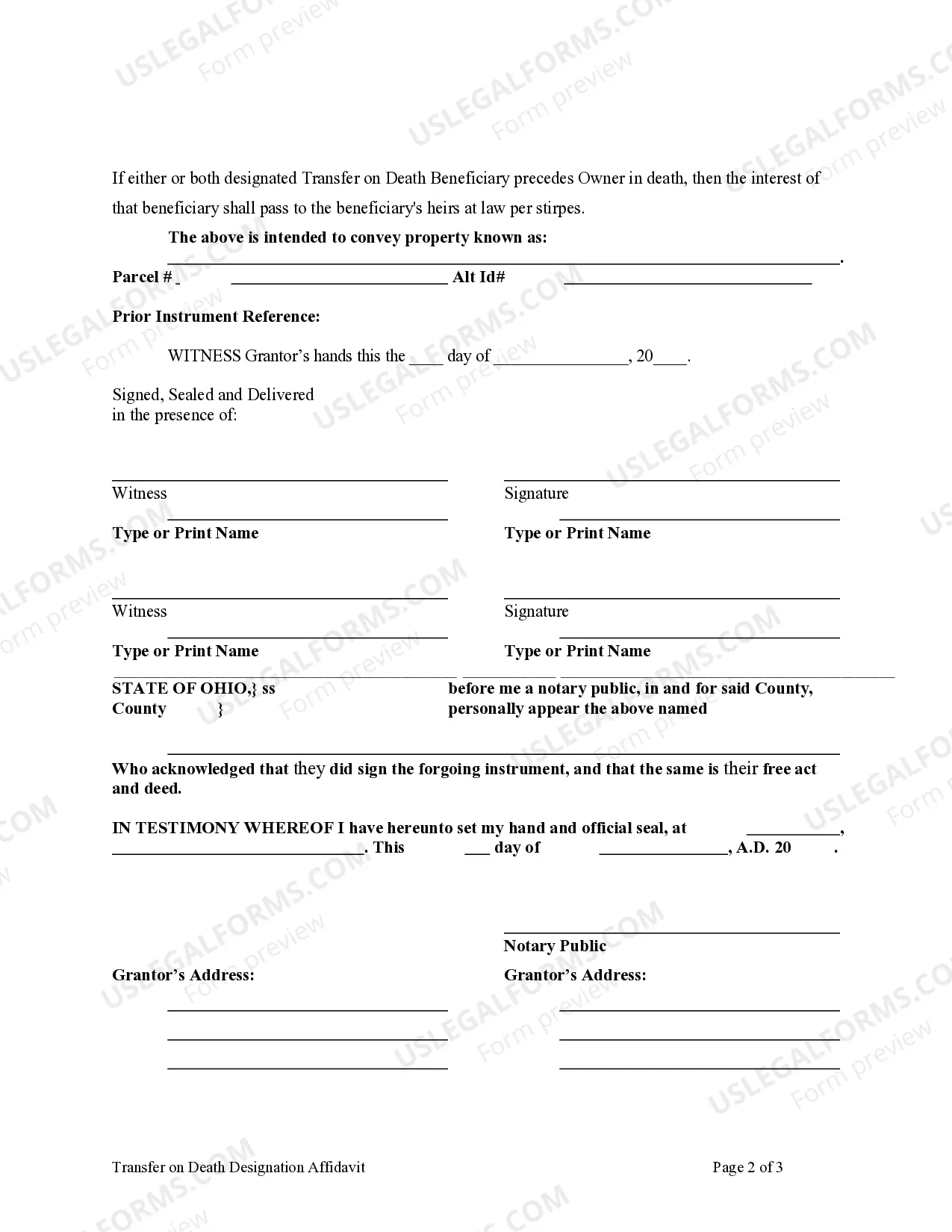 Preview Transfer on Death Designation Affidavit - TOD - Husband and Wfie to Two Individuals Beneficiaries