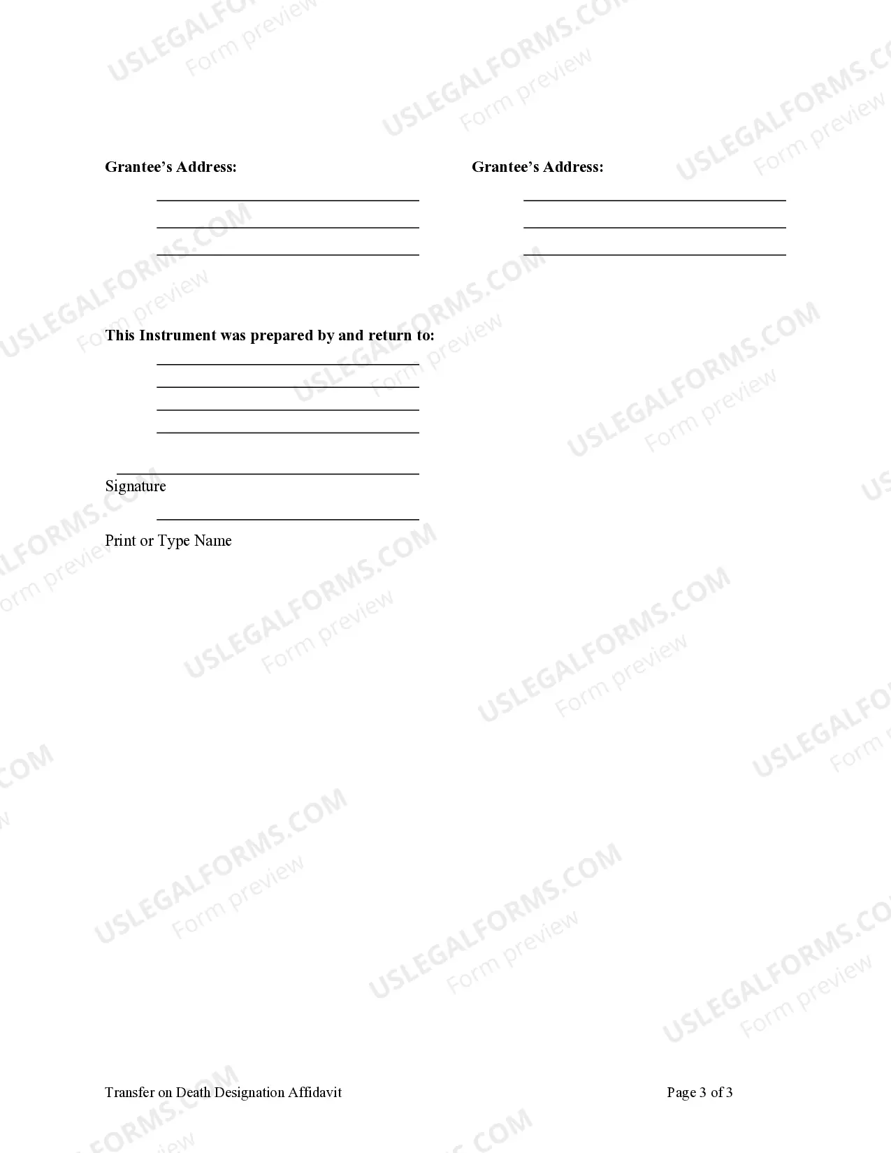 Preview Transfer on Death Designation Affidavit - TOD - Husband and Wfie to Two Individuals Beneficiaries