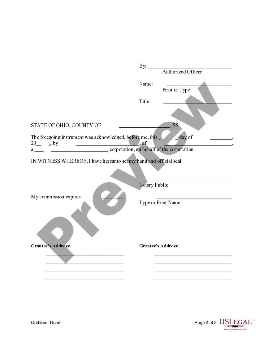 Preview Quitclaim Deed from a Corporation to an Individual