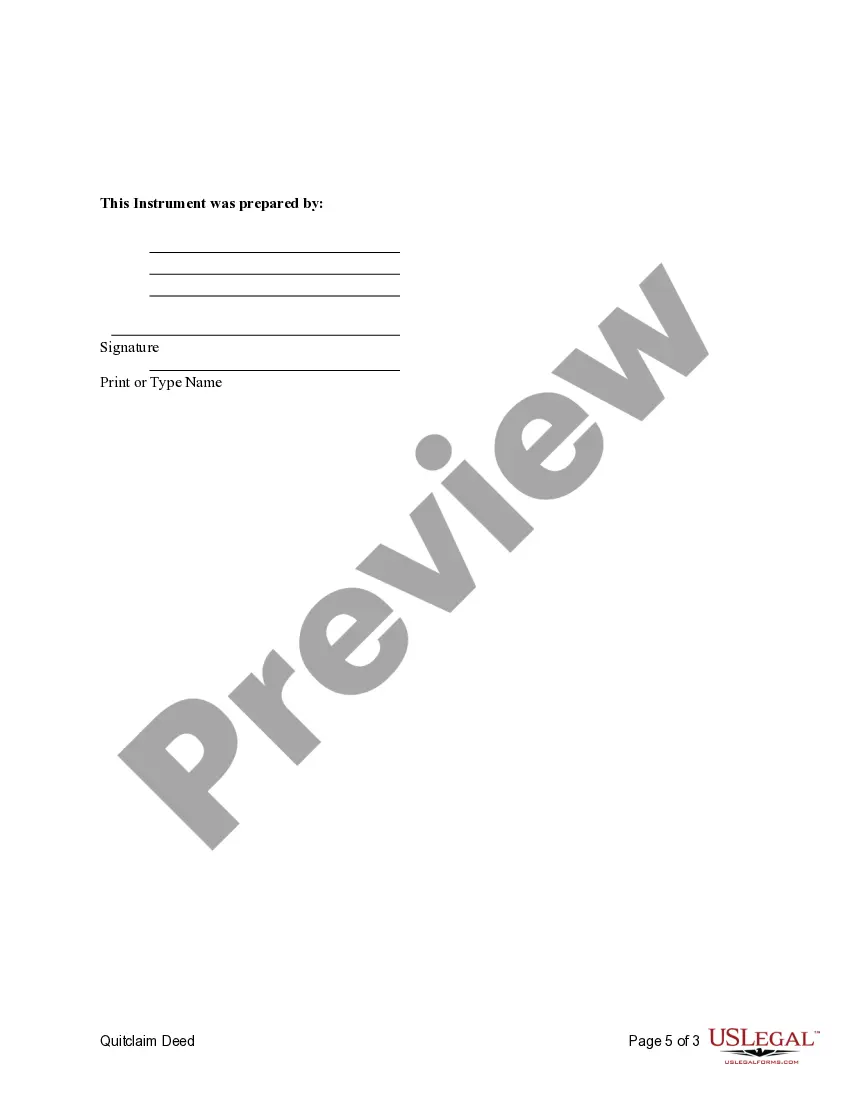 Preview Quitclaim Deed from a Corporation to an Individual