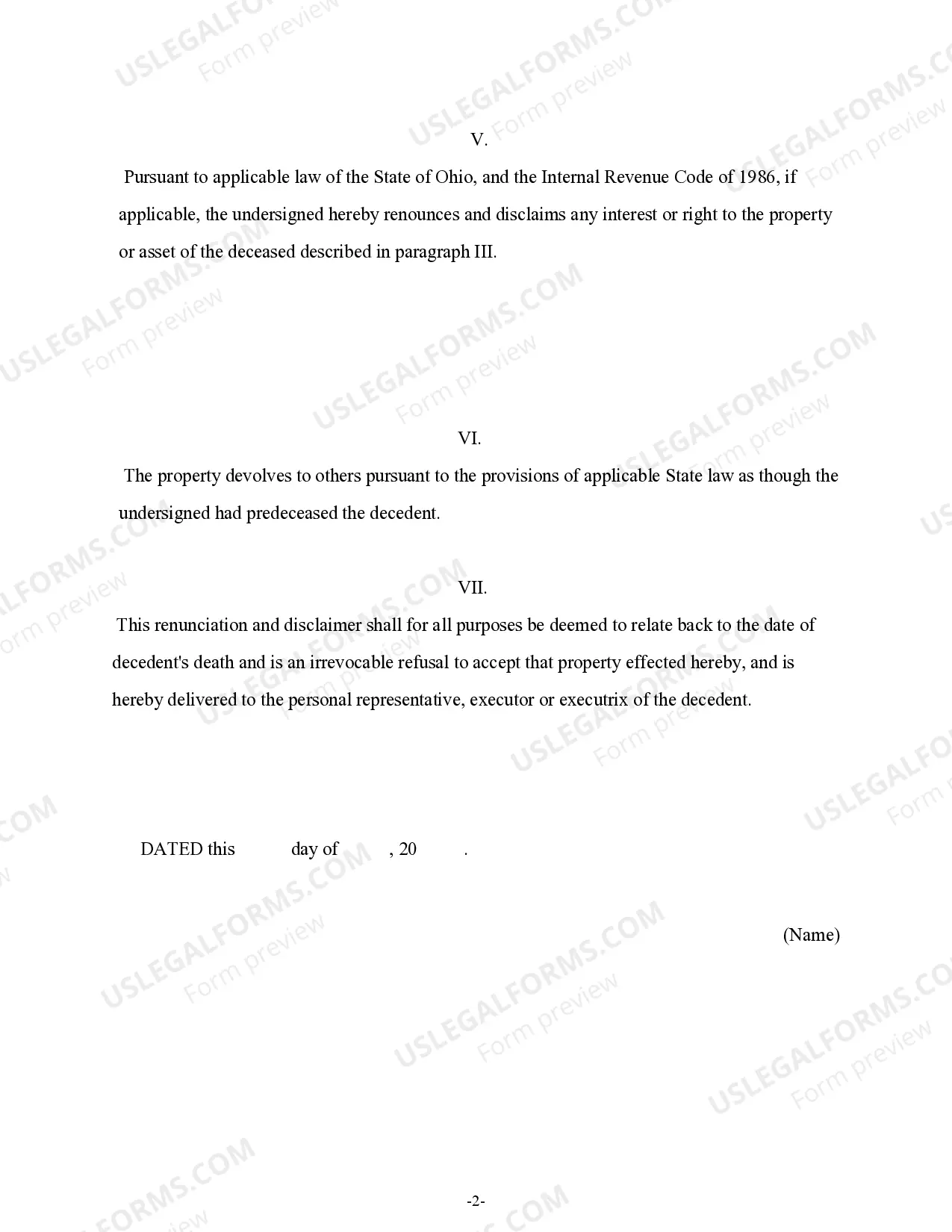 Preview Renunciation And Disclaimer of Property received by Intestate Succession