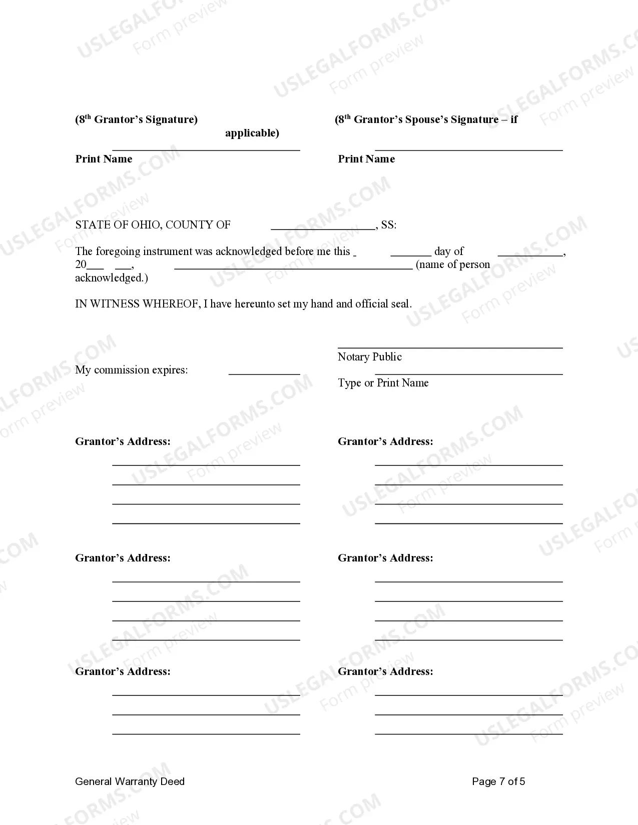 Preview General Warranty Deed - Eight Individuals to Ten Individuals