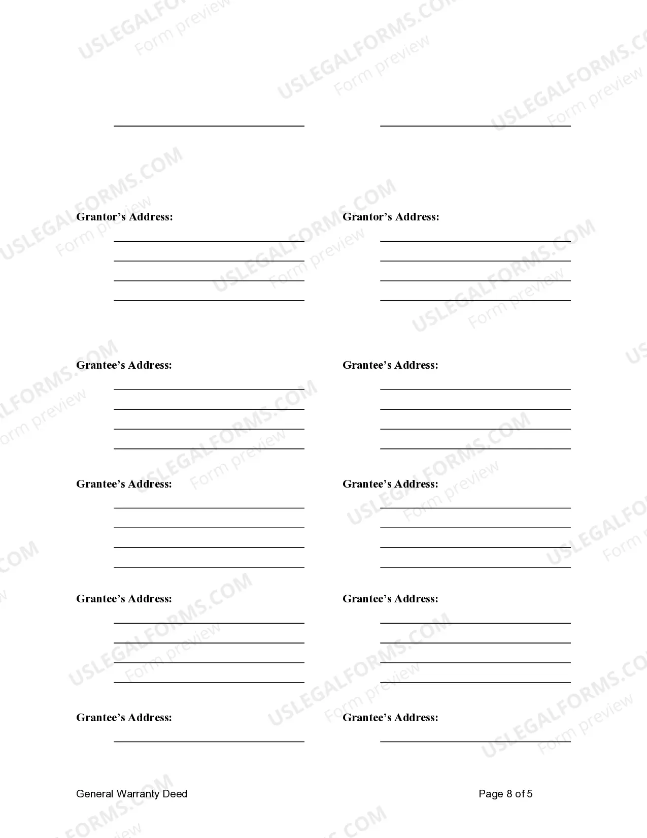 Preview General Warranty Deed - Eight Individuals to Ten Individuals