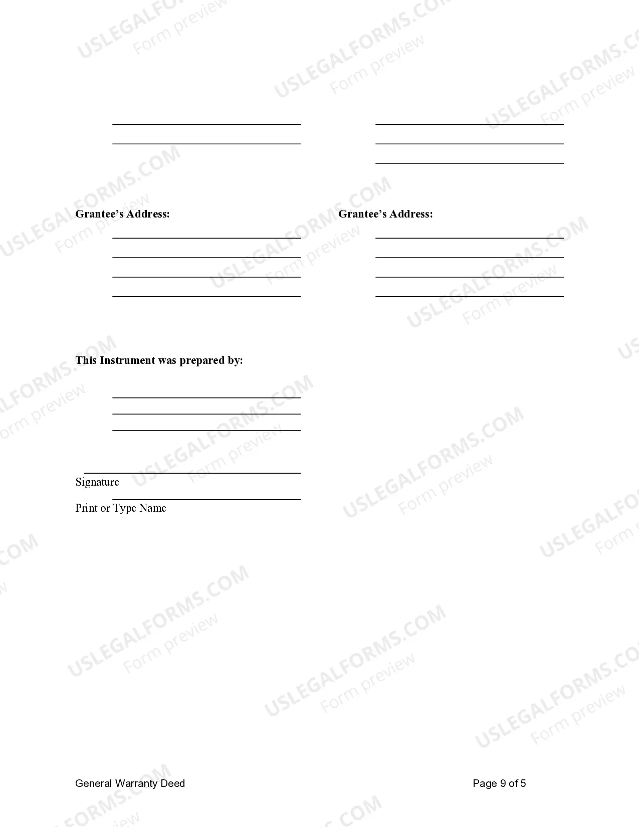 Preview General Warranty Deed - Eight Individuals to Ten Individuals