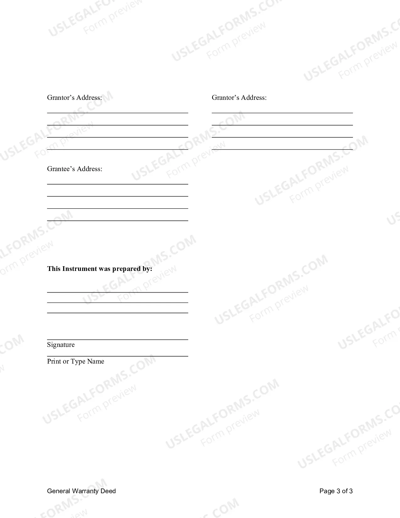 Preview General Warranty Deed from two Individuals to Corporation