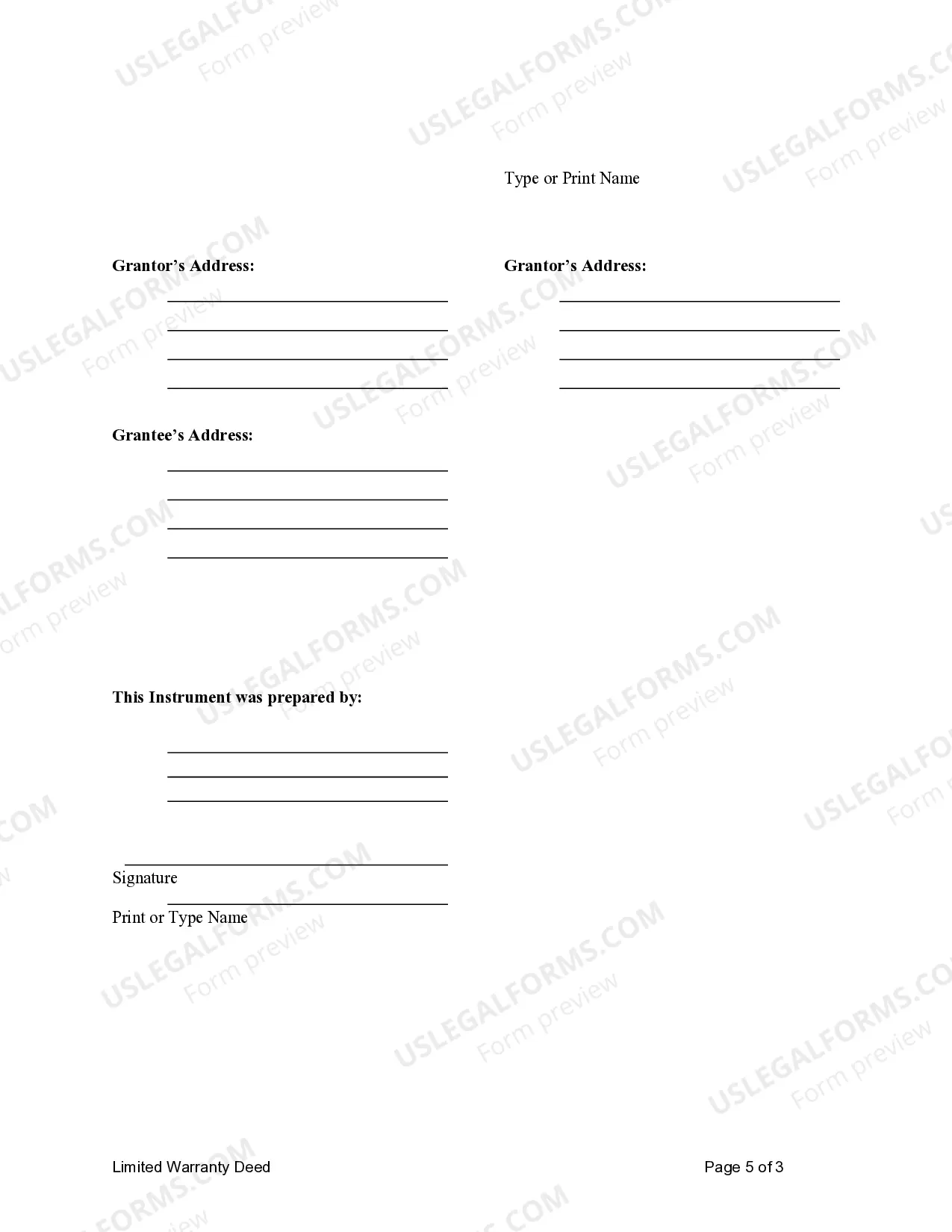 Preview Limited Warranty Deed from two Individuals to Corporation