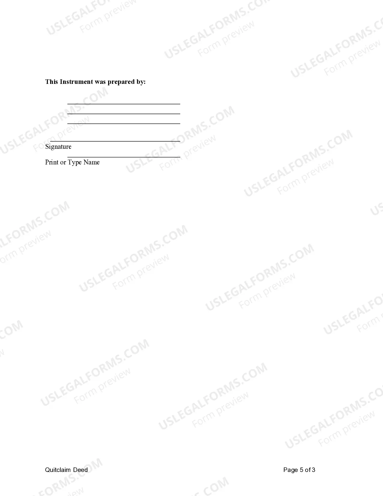 Preview Quitclaim Deed from a Limited Liability Company to an Individual