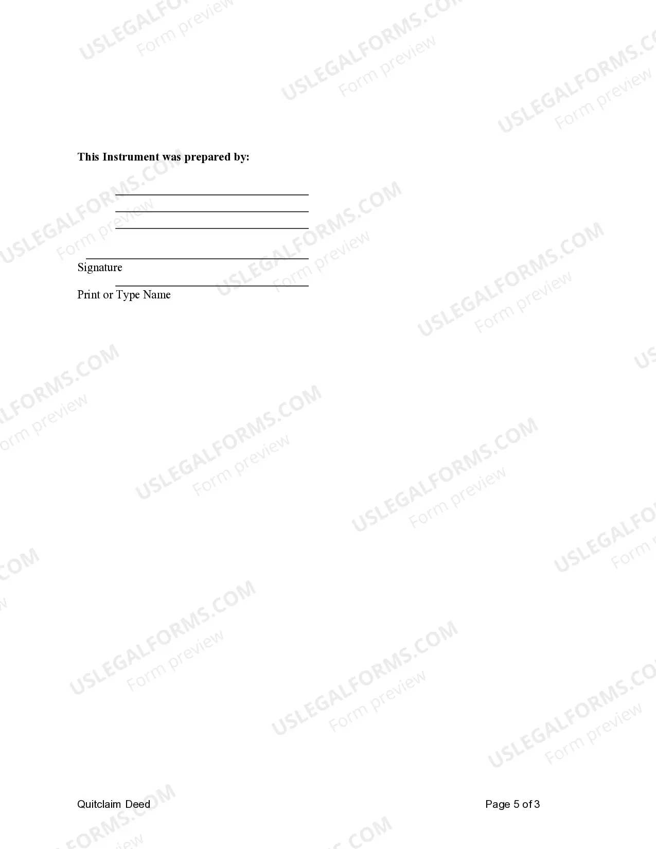 Preview Quitclaim Deed - Limited Liability Company to a Trust
