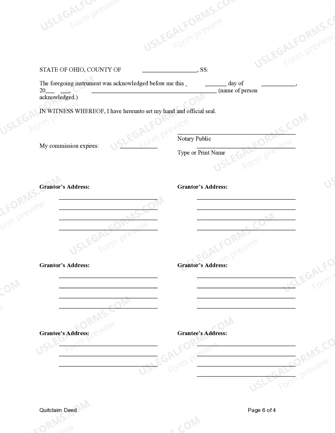 Preview Quitclaim Deed from Four Individuals to Two Individuals