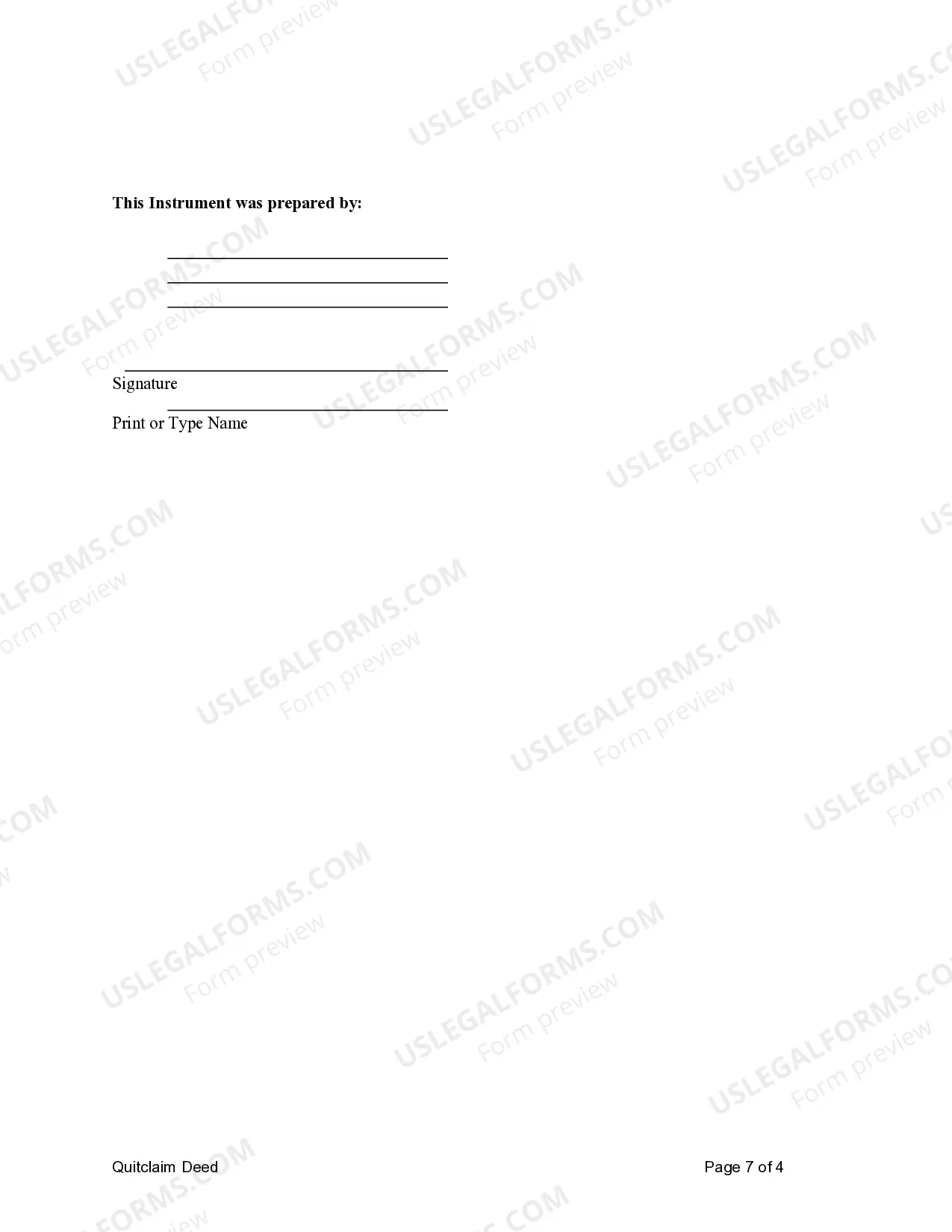 Preview Quitclaim Deed from Four Individuals to Two Individuals