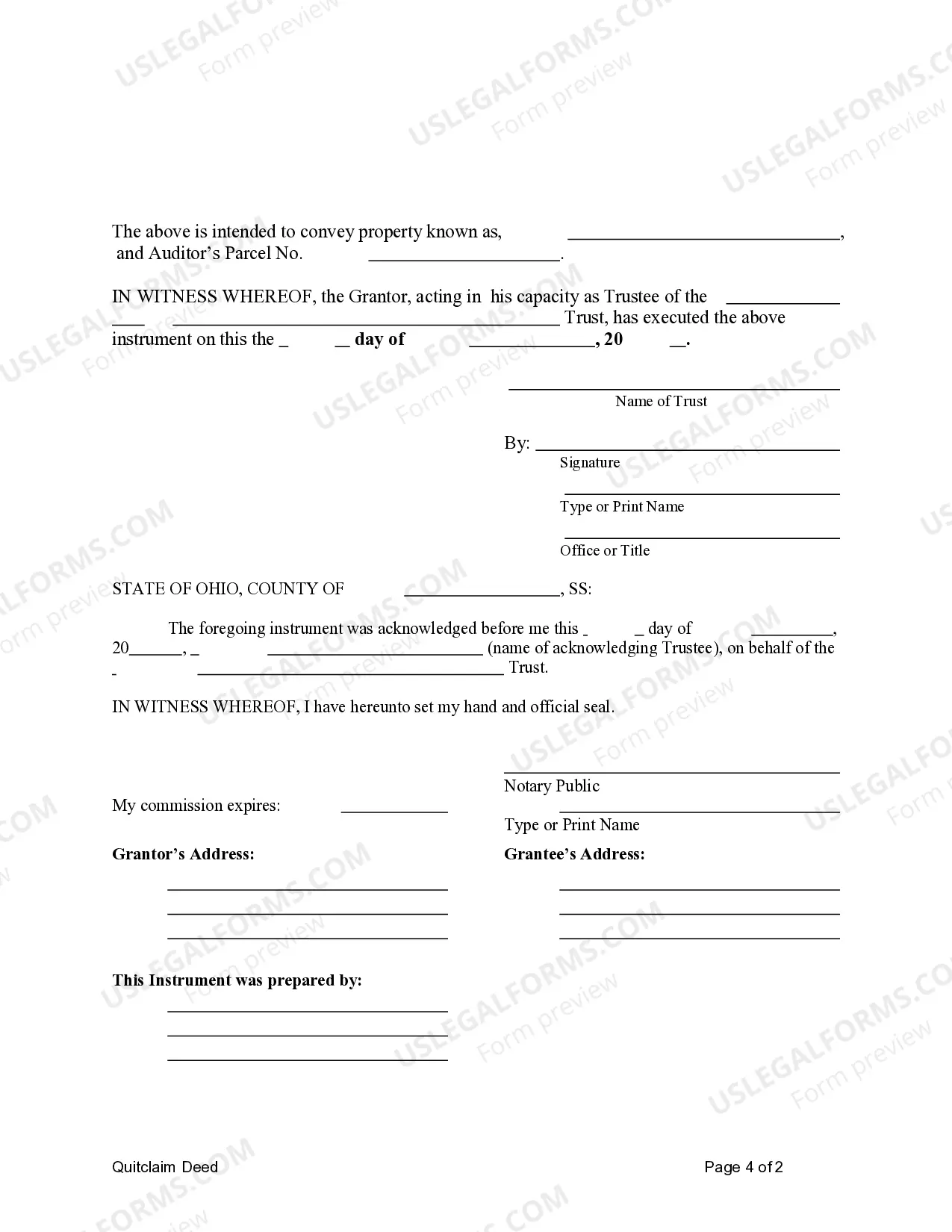 Preview Quitclaim Deed - Inter-Vivos Trust to Inter-Vivos Trust