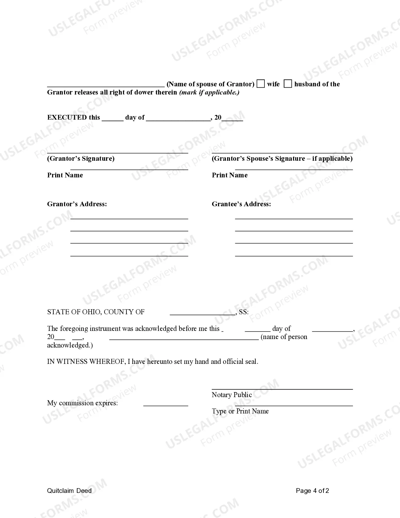 Preview Quitclaim Deed from Individual to Corporation