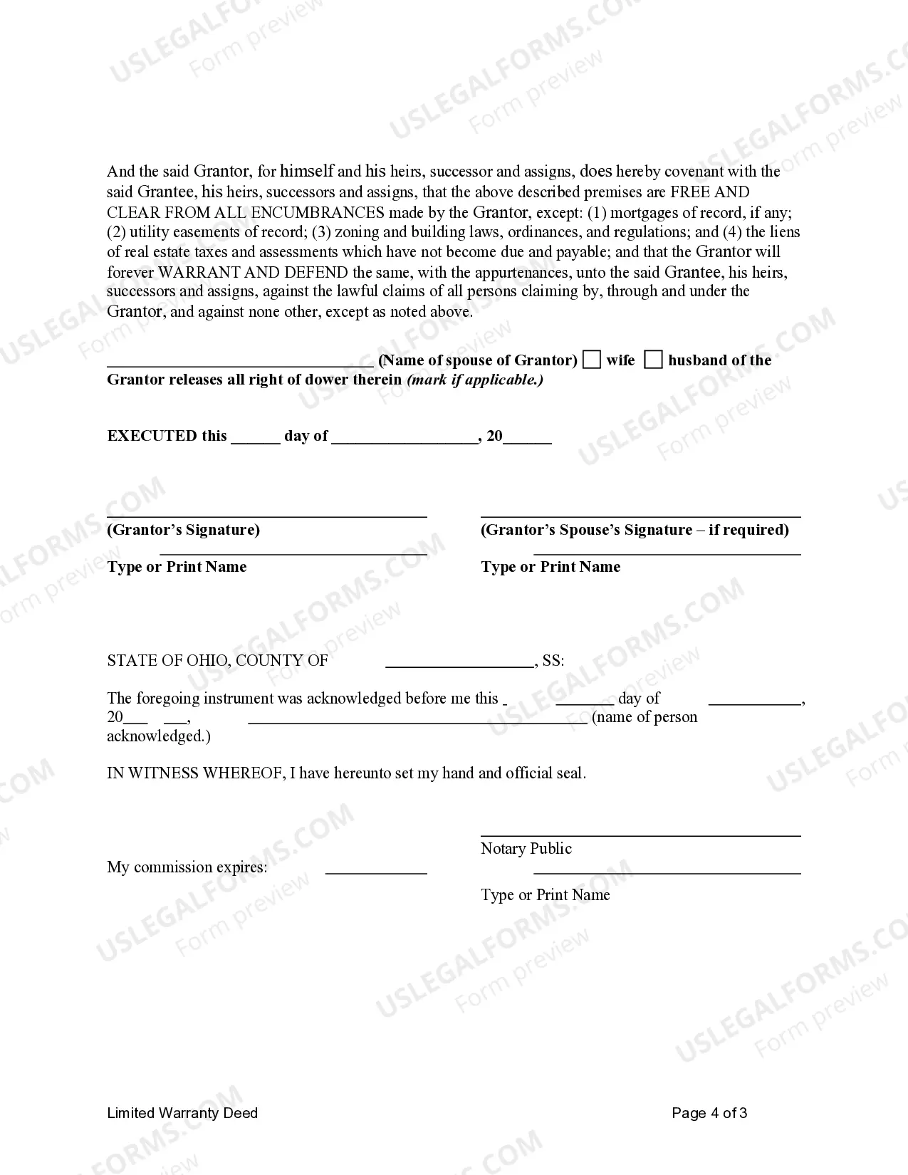 Preview Limited Warranty Deed from Individual to Corporation