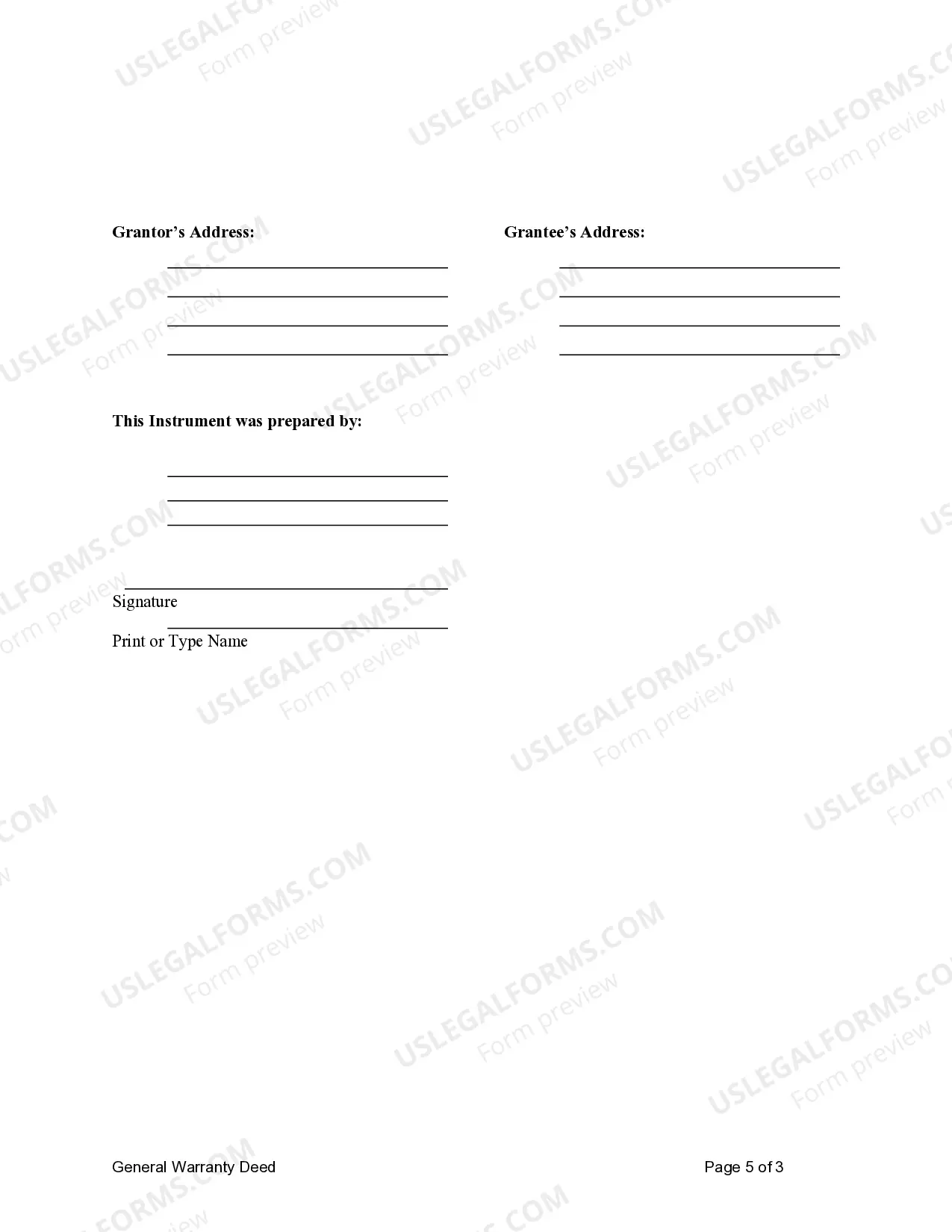 Preview General Warranty Deed from Individual to LLC