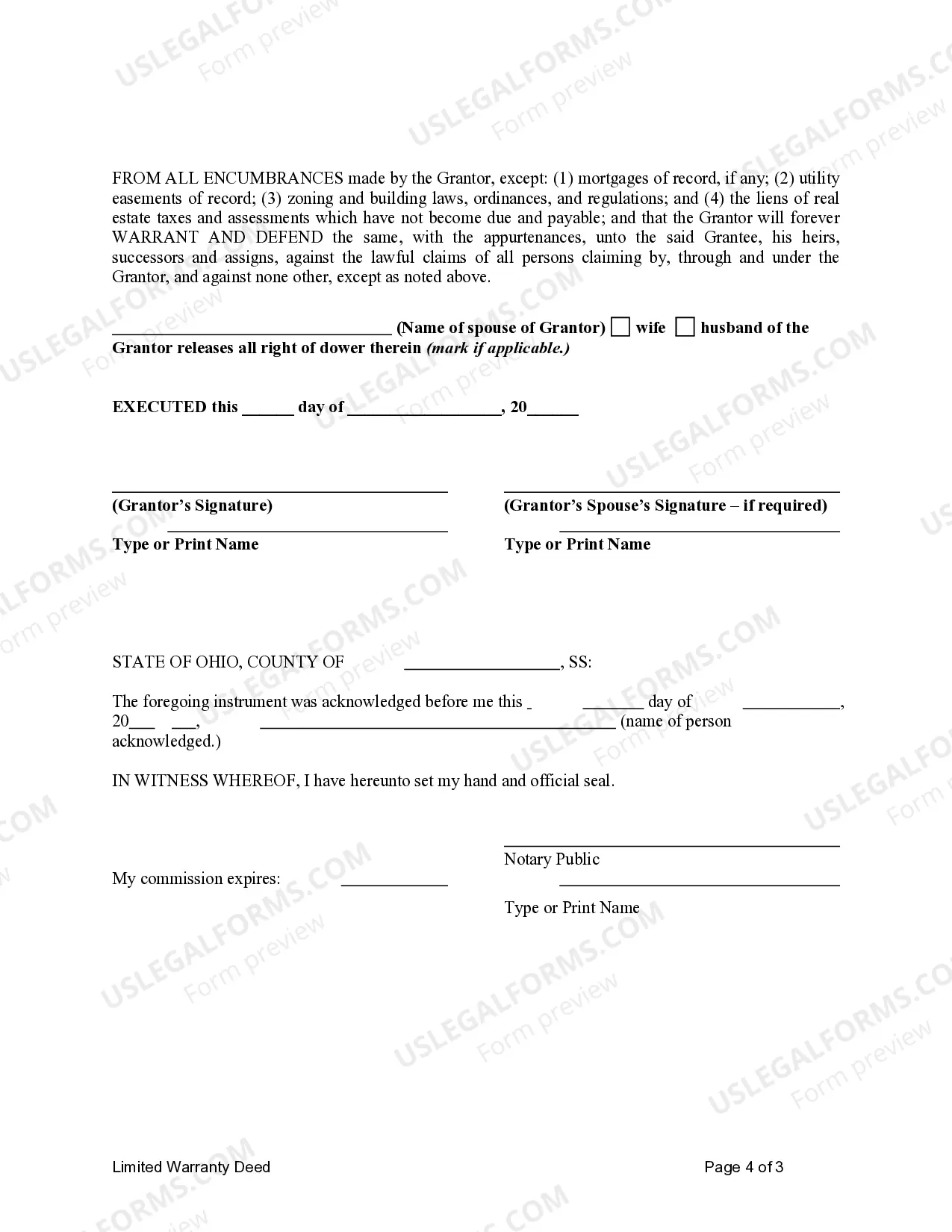 Preview Limited Warranty Deed from Individual to LLC