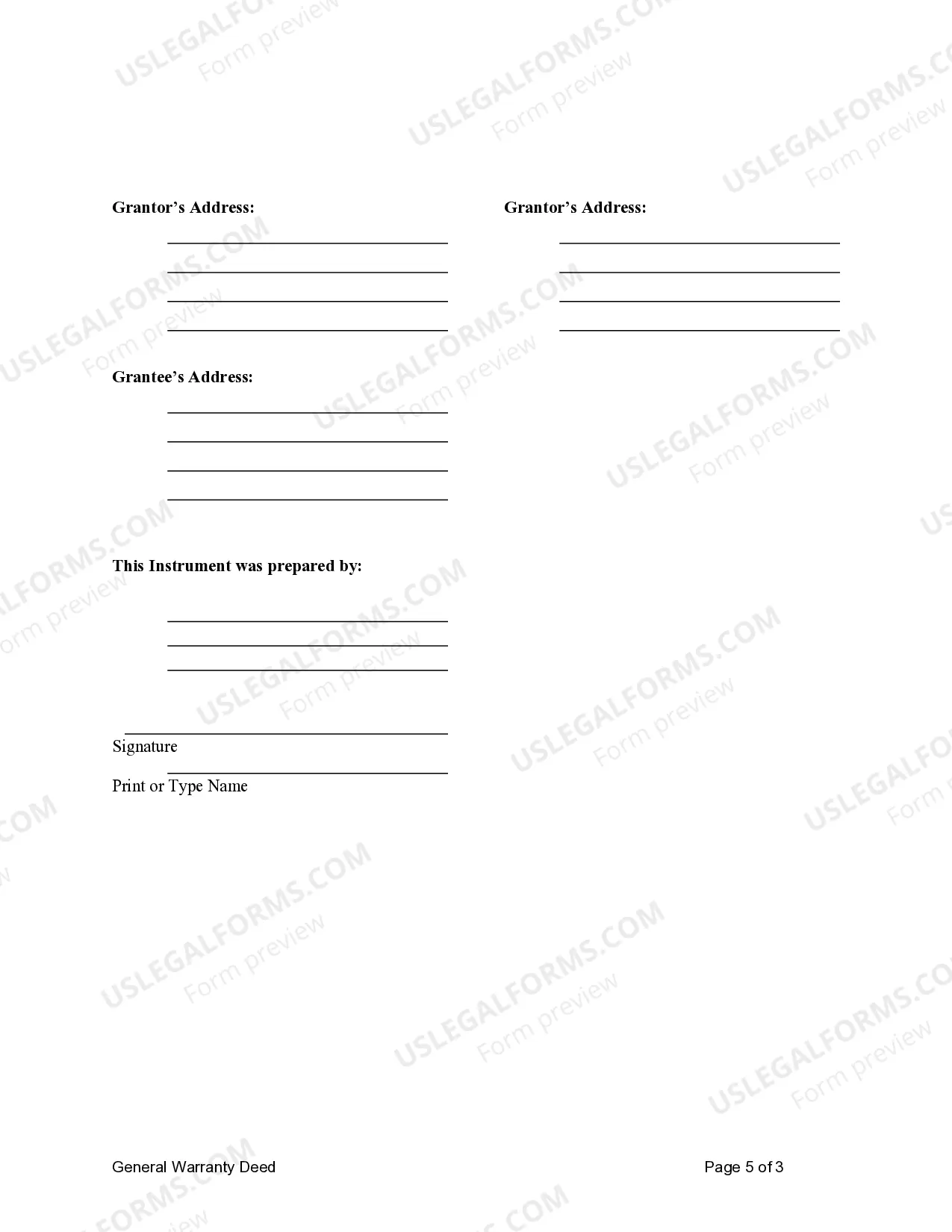 Preview General Warranty Deed from Husband and Wife to Corporation