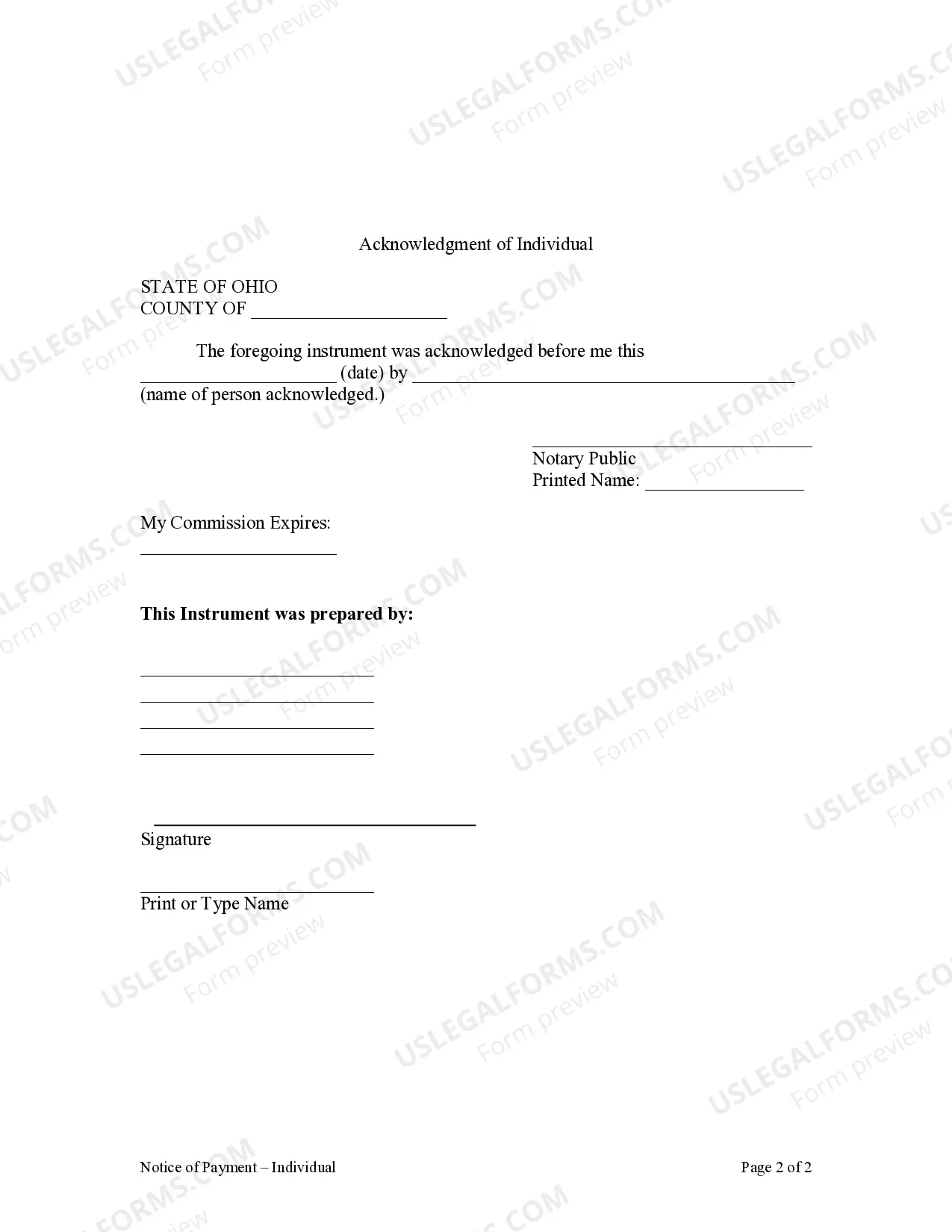 Preview Notice of Payment - Individual